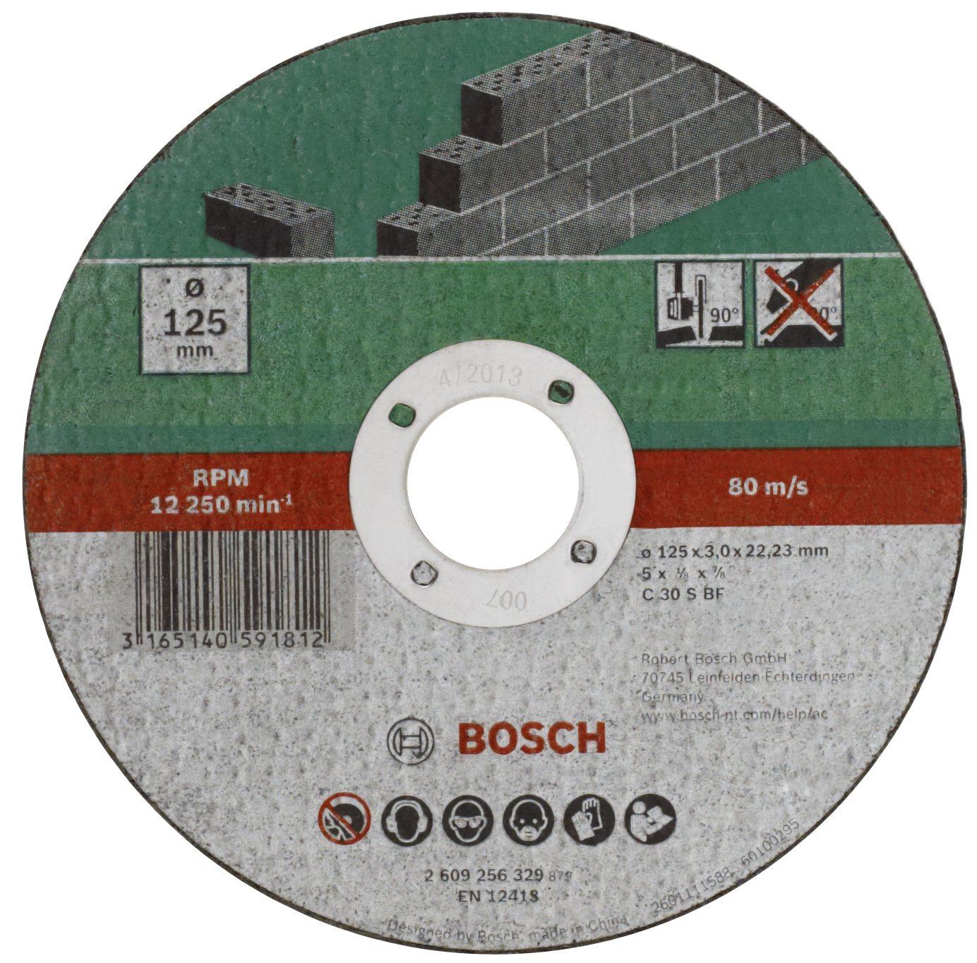 Bosch 2609256328 115mm x 2.5mm Straight Cutting Disc for Stone - Ideal for DIY Projects and Construction Work