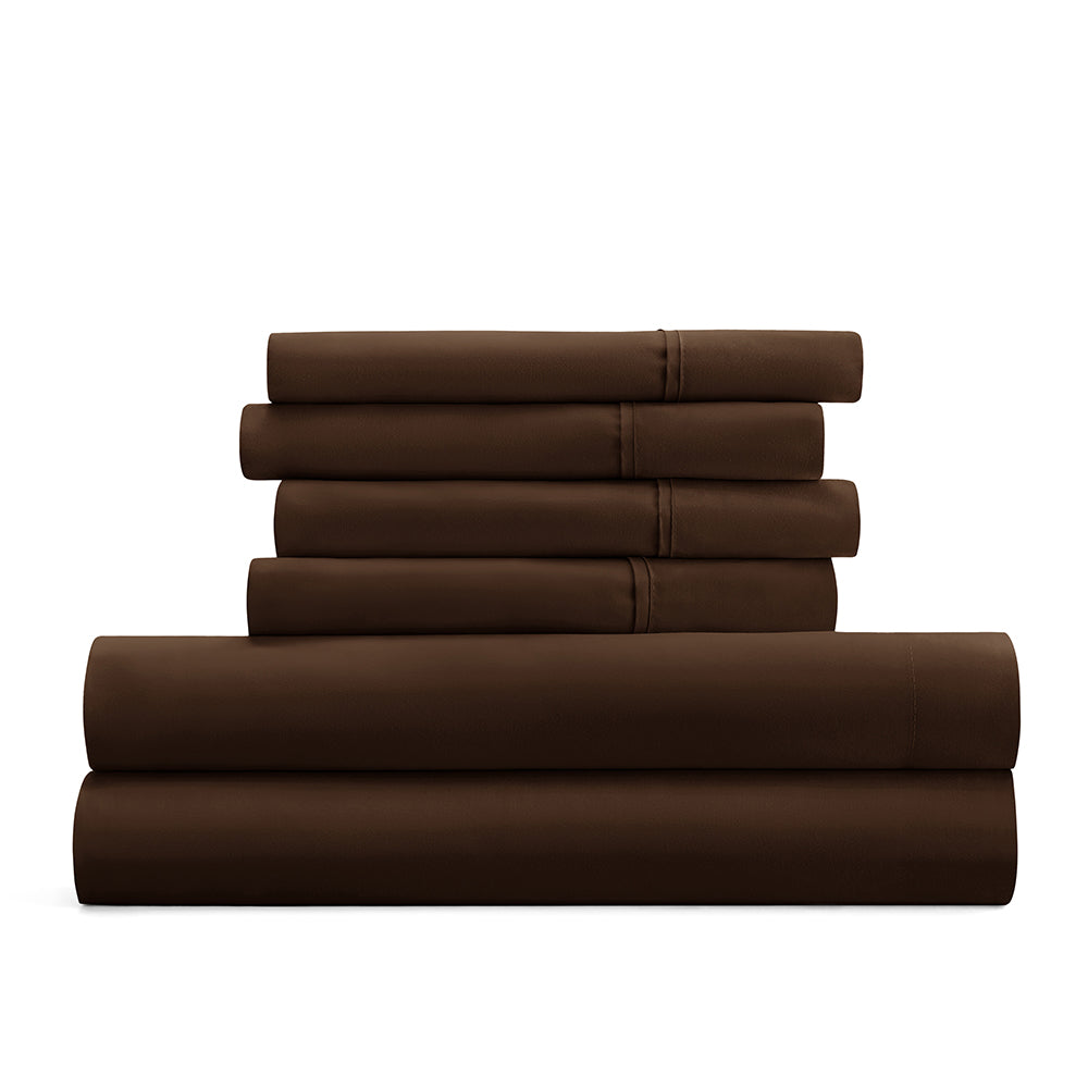 6-Piece Luxury Cotton Bed Sheet Set - Soft & Breathable for All Seasons - Perfect for Master Bedroom, Guest Room & Dorm (Queen/King Size)