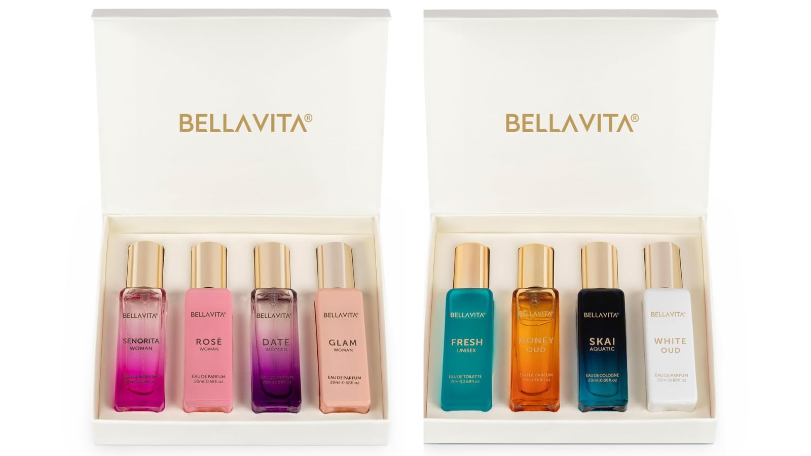 Luxury Women's Perfume Gift Set - 8 x 20ml Eau de Parfum (5.41 fl oz) | Date, Senorita, Skai, Fresh, White Oud, Glam, Rose & Honey Oud Scents | Vanilla, Floral, Musk, Marine, Citrus & Oud Fragrances | Perfect for Dating, Parties, Work & Special Occasions