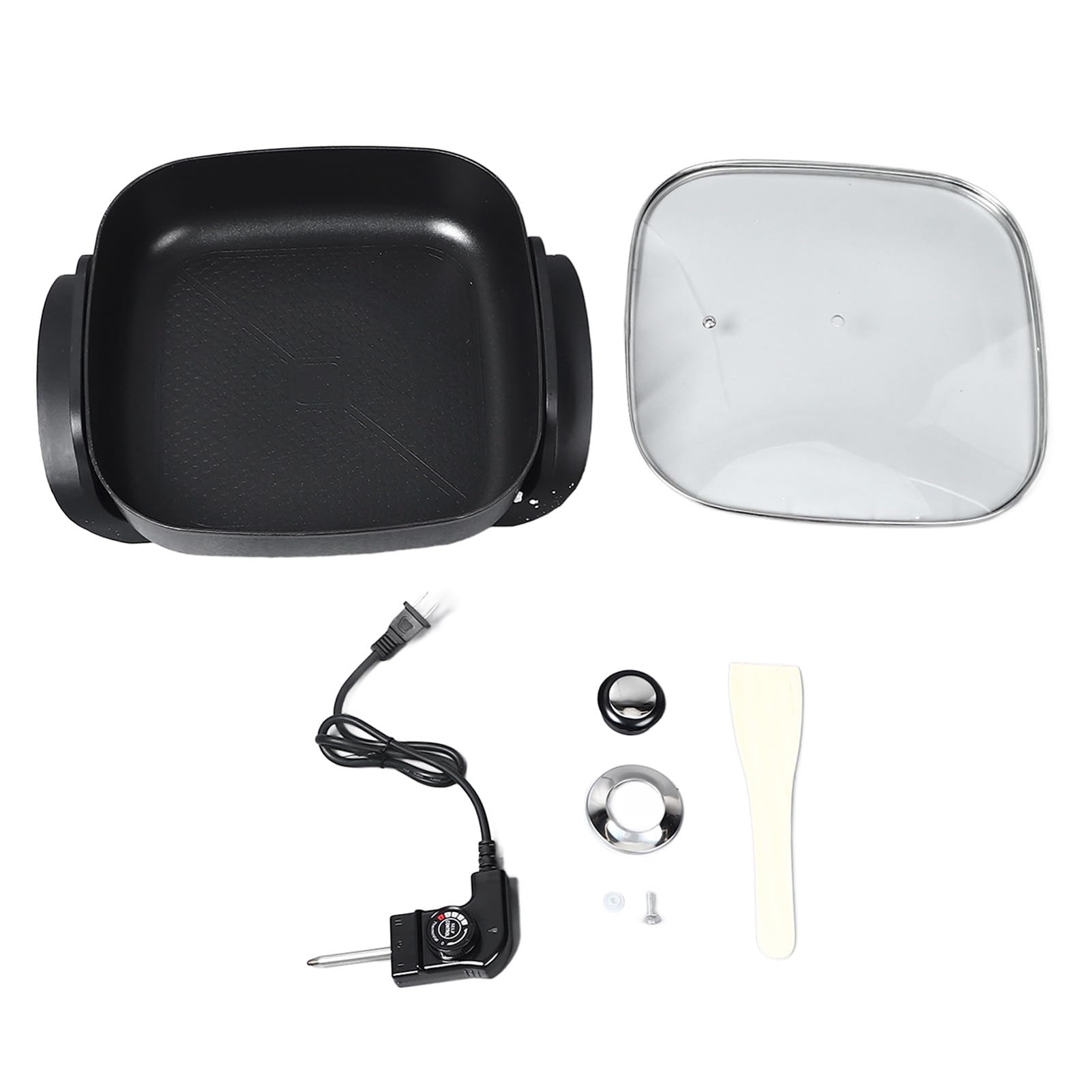 Non-Stick Electric Frying Pan with Transparent Lid - 12 Inch Large Capacity, Fast Heating, 110V US Plug for Home Kitchen | Perfect for Pancakes, Stir Fry & Family Cooking
