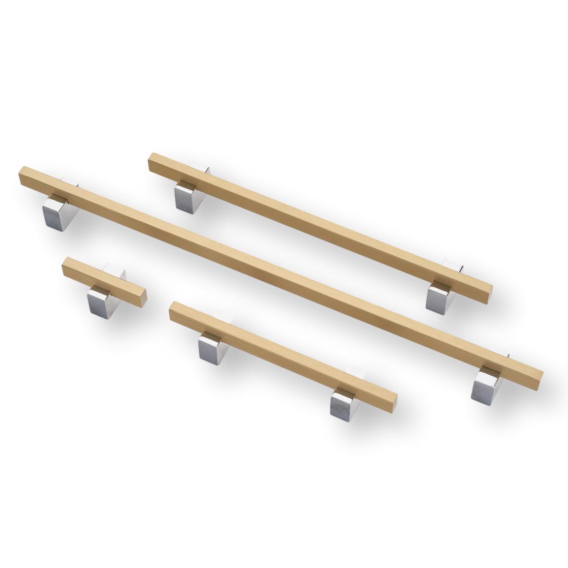 Lew's Two Tone Series Knobs and Handles - Chrome & Brass Cabinet Hardware for Kitchen, Bathroom & Furniture (Set of 10) - Durable & Stylish Home Upgrade