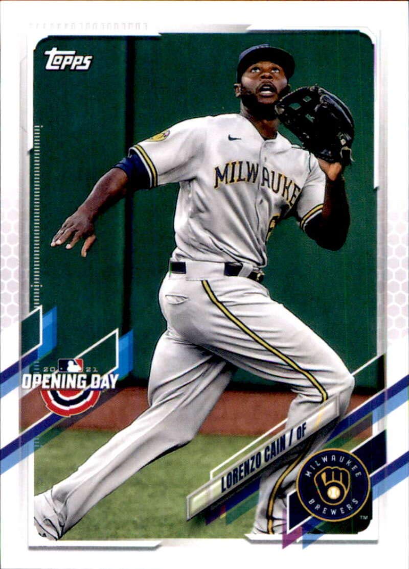 2021 Topps Opening Day #81 Lorenzo Cain Milwaukee Brewers Baseball Card - Collectible Sports Memorabilia for Fans and Card Enthusiasts