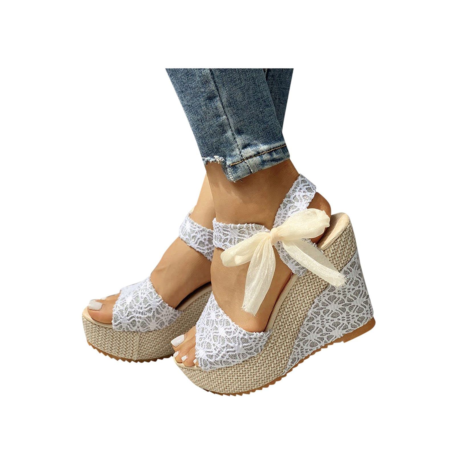UMIYI Women's Casual Summer Sandals - Buckle Ankle Strap Espadrille Wedge Open Toe Platform Sandals | Comfortable Beach & Vacation Footwear for Outdoor Walking