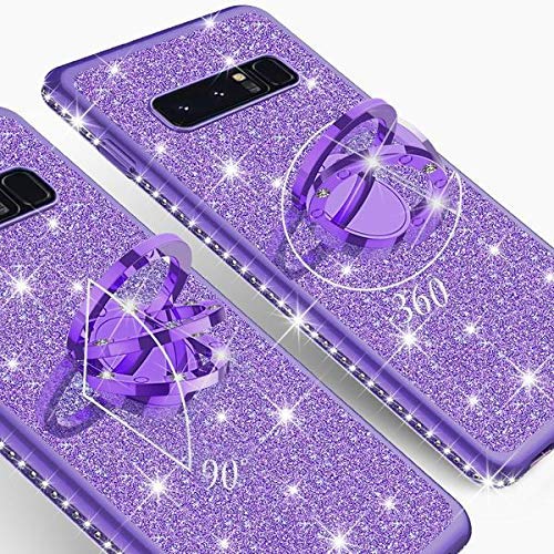 Sparkly Glitter Phone Case for Samsung Galaxy S10 Plus/S10+ with Ring Kickstand - Shockproof Clear Protective Cover for Women & Girls (Purple) | Perfect for Everyday Use, Parties & Travel
