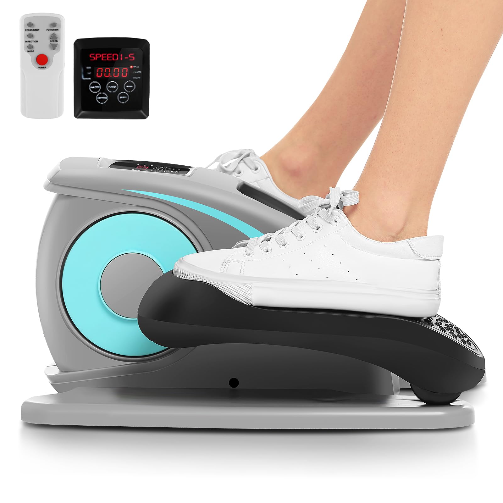 ANCHEER Under Desk Elliptical Machine - Portable Leg Exerciser for Home & Office Use with LCD Monitor, Remote Control & Massage Pedals | Ideal for Seniors, Sedentary Workers & Physical Therapy | Compact Seated Workout Equipment for Small Spaces