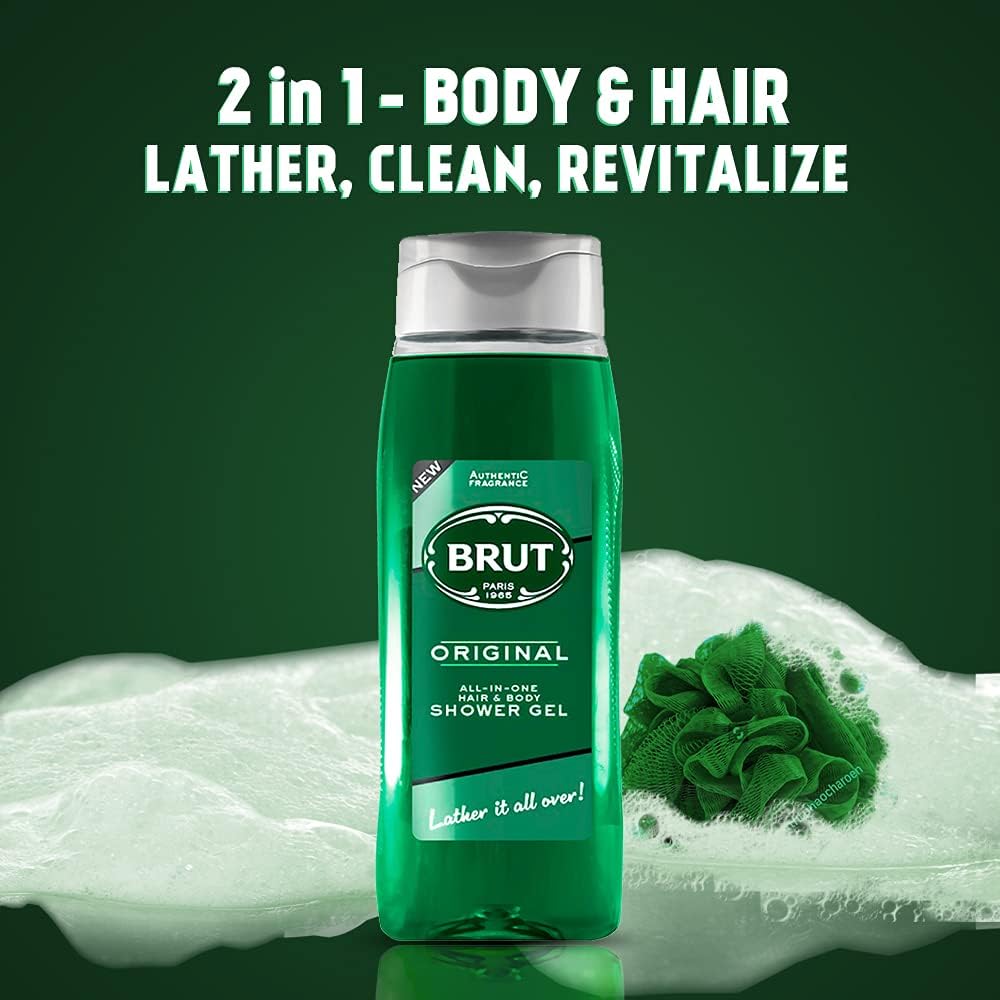 B.rut Original Shower Gel for Hair & Body - 500ml Men's Body Wash with Authentic Fragrance | Gentle Cleansing for Daily Shower & Gym Use