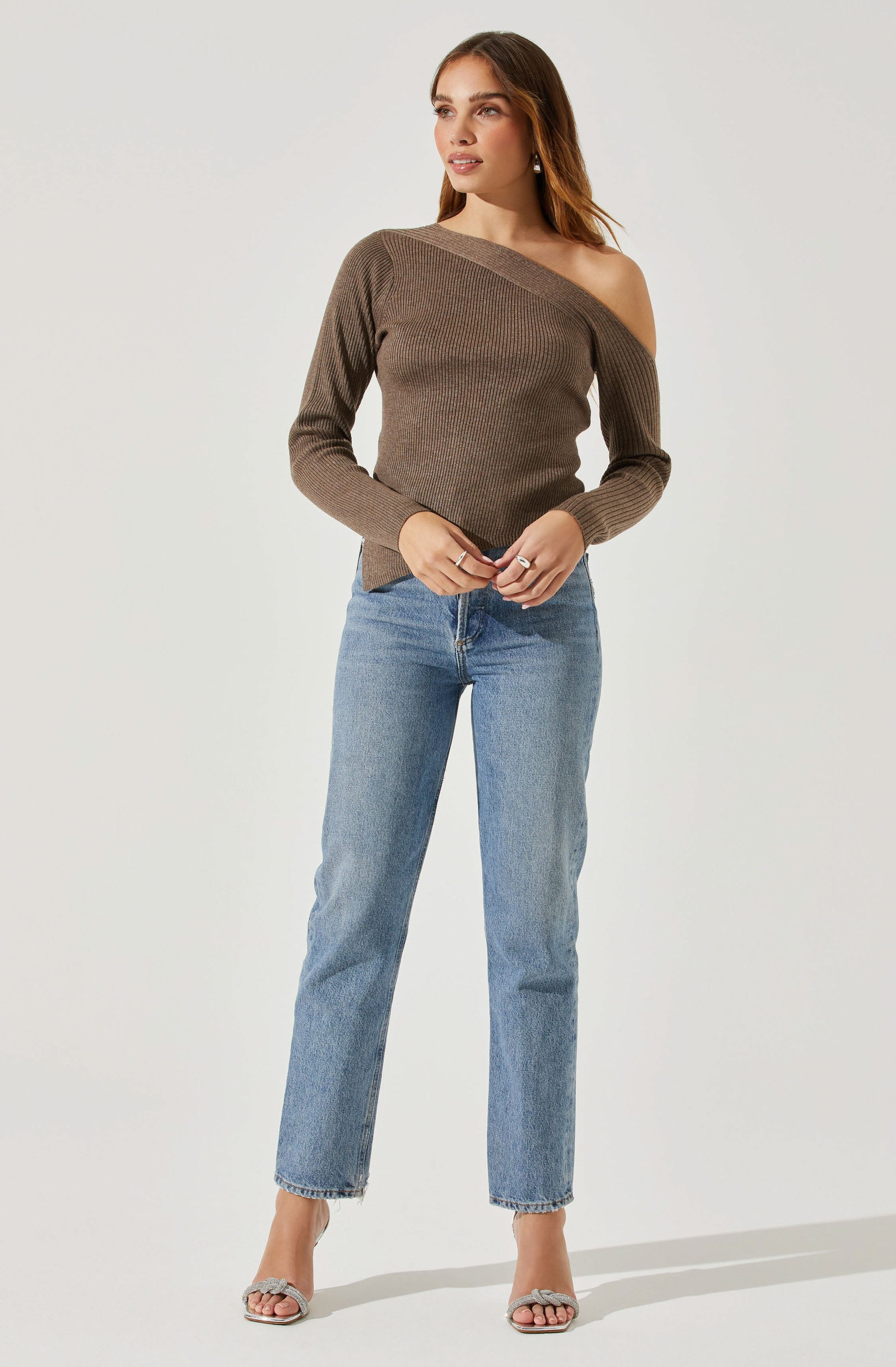 Aldari Off Shoulder Ribbed Sweater for Women - Soft Knit Pullover Top for Casual Wear & Date Nights | Fall Winter Fashion Essential