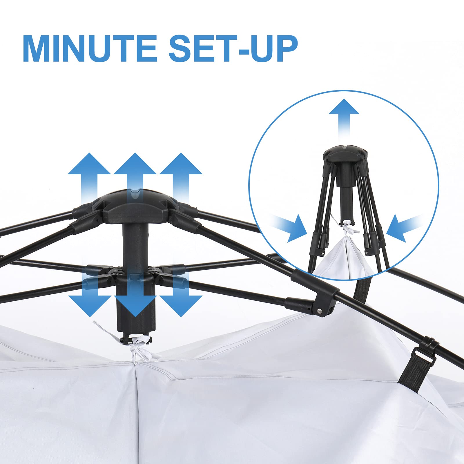 Outvita Oversized 2-Room Shower Tent - 7.5 FT Tall Pop Up Changing Room for Camping, Instant Extra Wide Privacy Shelter with Carry Bag (Blue & White) - Perfect for Outdoor Showers, Beach Changing & Camping Toilet