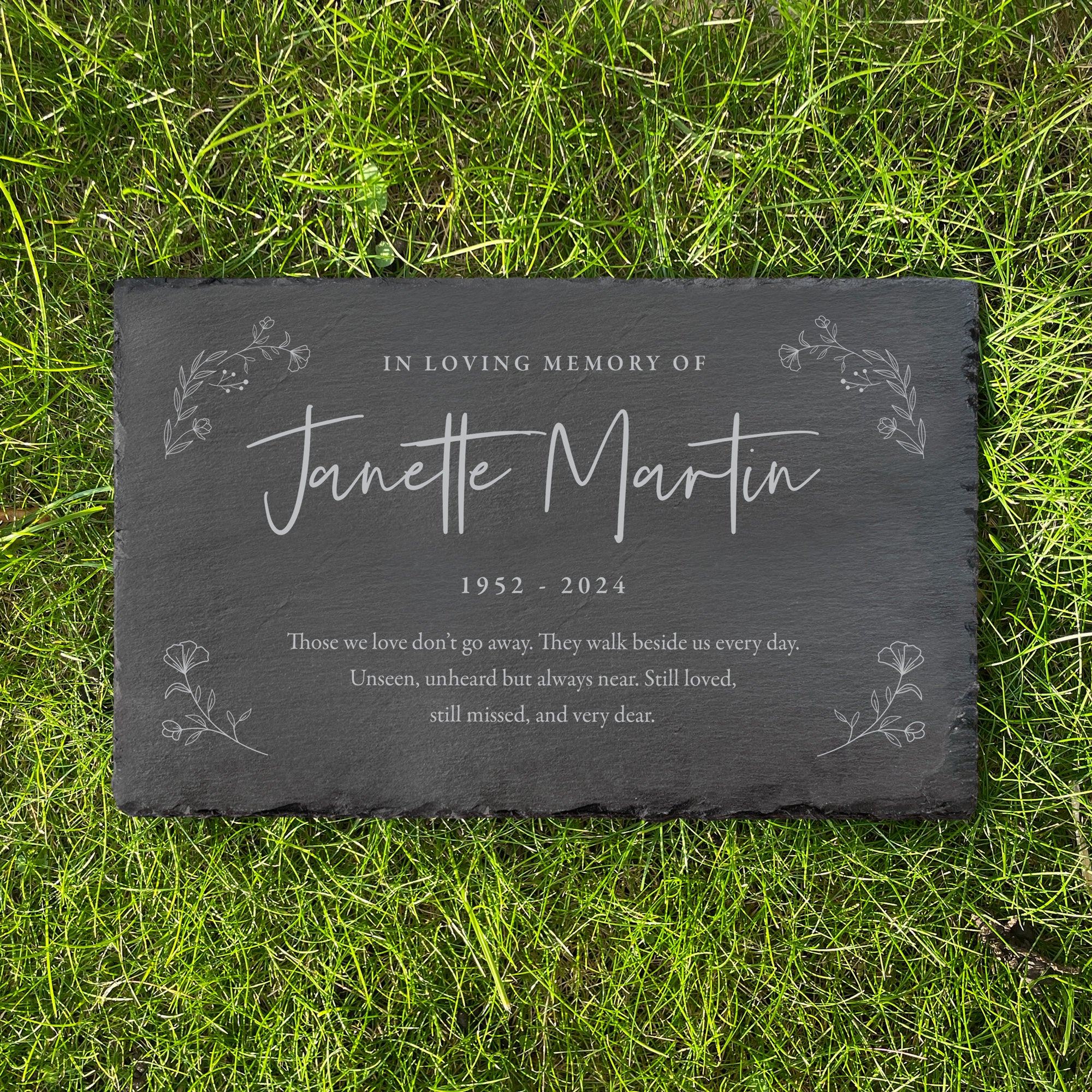 Personalized Memorial Wreath Slate Grave Marker - 12