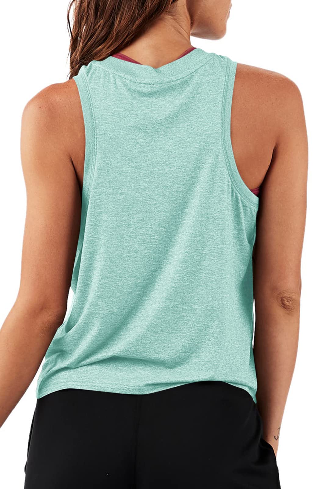 LASLULU Women's Sleeveless Crop Tops - Halter Neck Workout Shirts, Flowy Athletic Tank Tops for Yoga, Running & Gym | Summer Muscle Tees