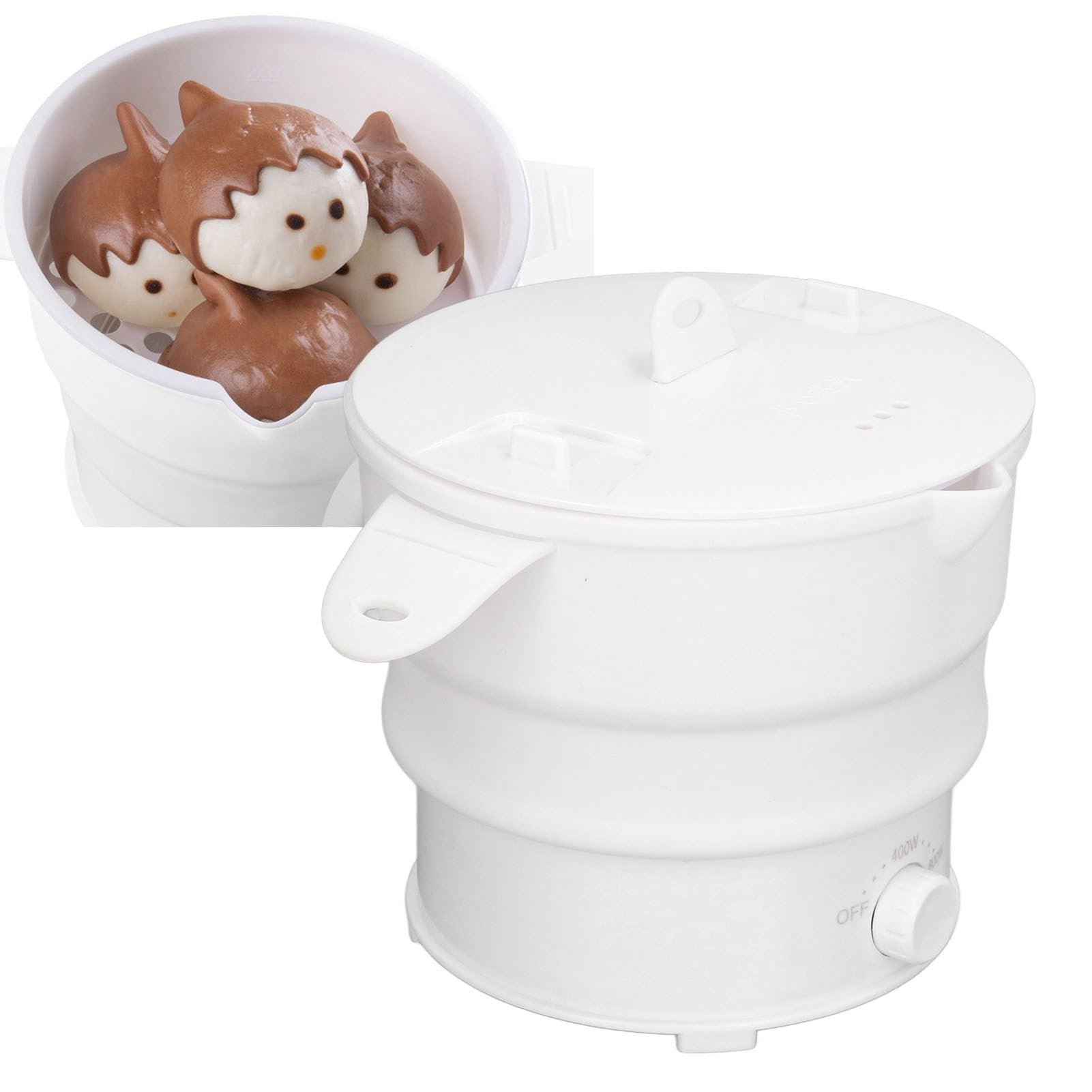 Foldable Electric Cooking Pot - 1.2L Portable Hot Pot with Stainless Steel Bottom, Multi-Function Ramen Cooker for Travel, Camping, Dorm & Home Use | Compact Electric Cooker for Soup, Noodles & Instant Meals