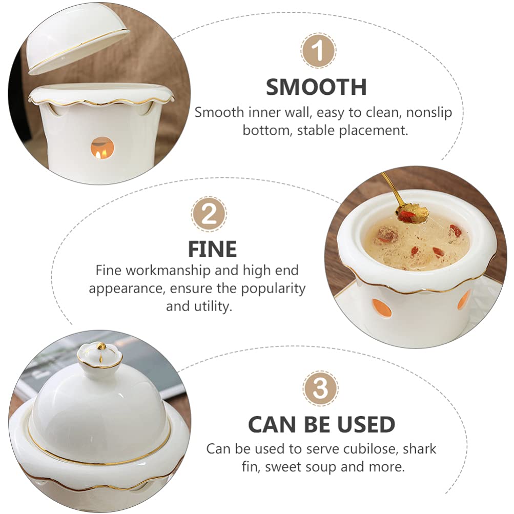 Premium Ceramic Dessert Bowls with Lids - 4-Piece Set of Round Ramen Soup Bowls, Stew Pots & Noodle Bowls | Durable Shark Fin White Ceramics for Desserts, Snacks & Asian Cuisine | Perfect for Home Dining, Restaurant Use & Gift Giving