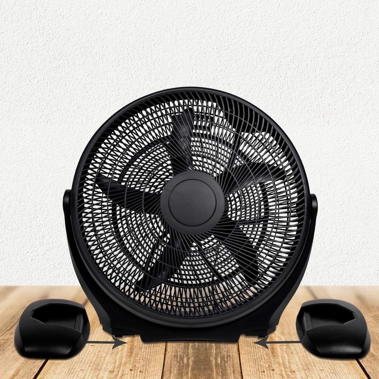18 Inch 3 Speed Quiet Plastic Floor Fan - Indoor Outdoor Cooling for Home, Office, Commercial, Greenhouse & Patio Use - Energy Efficient Black Standing Fan