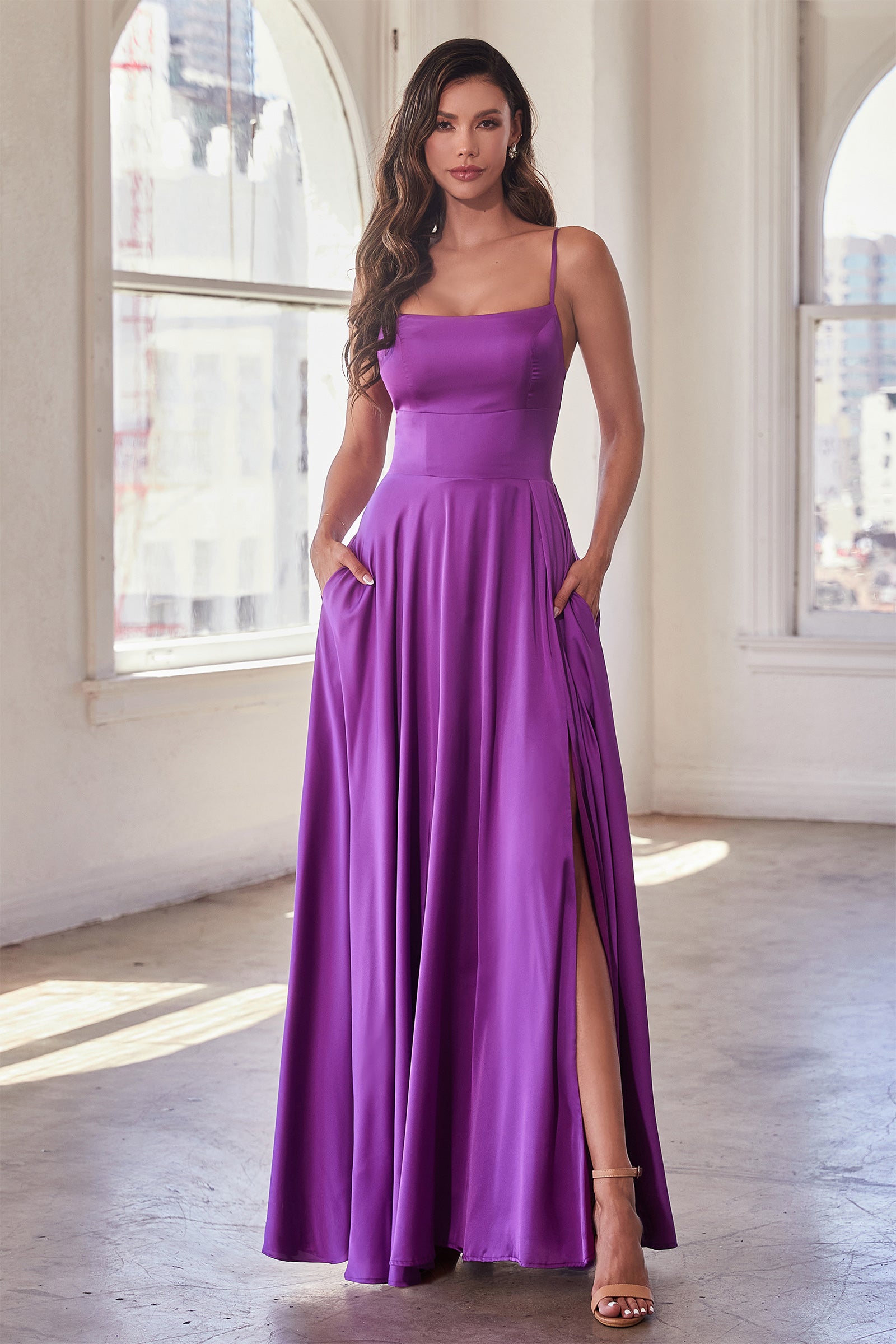 Elegant Justine Satin A-Line Gown - Formal Evening Dress for Prom, Wedding & Special Occasions