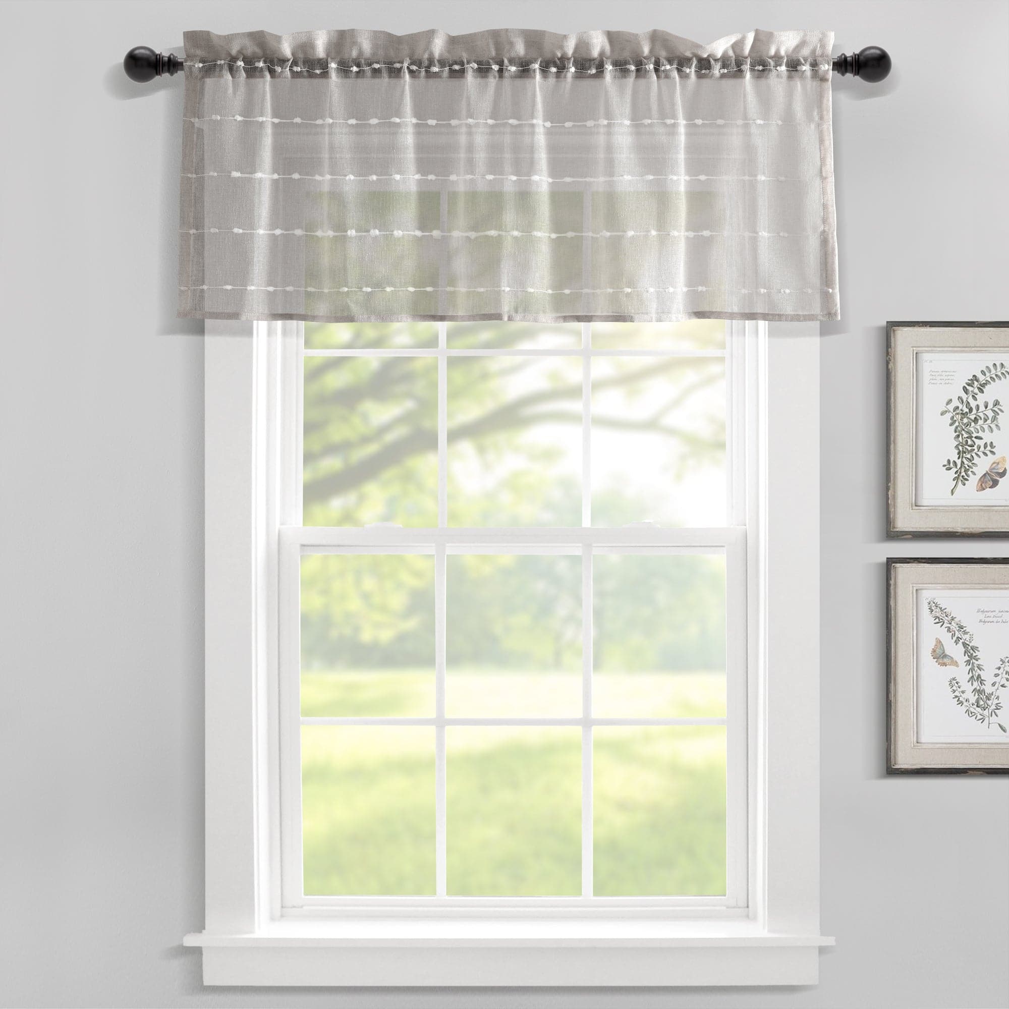 Farmhouse Style Textured Sheer Window Valance - Rustic Curtain Top for Living Room, Bedroom & Kitchen Decor