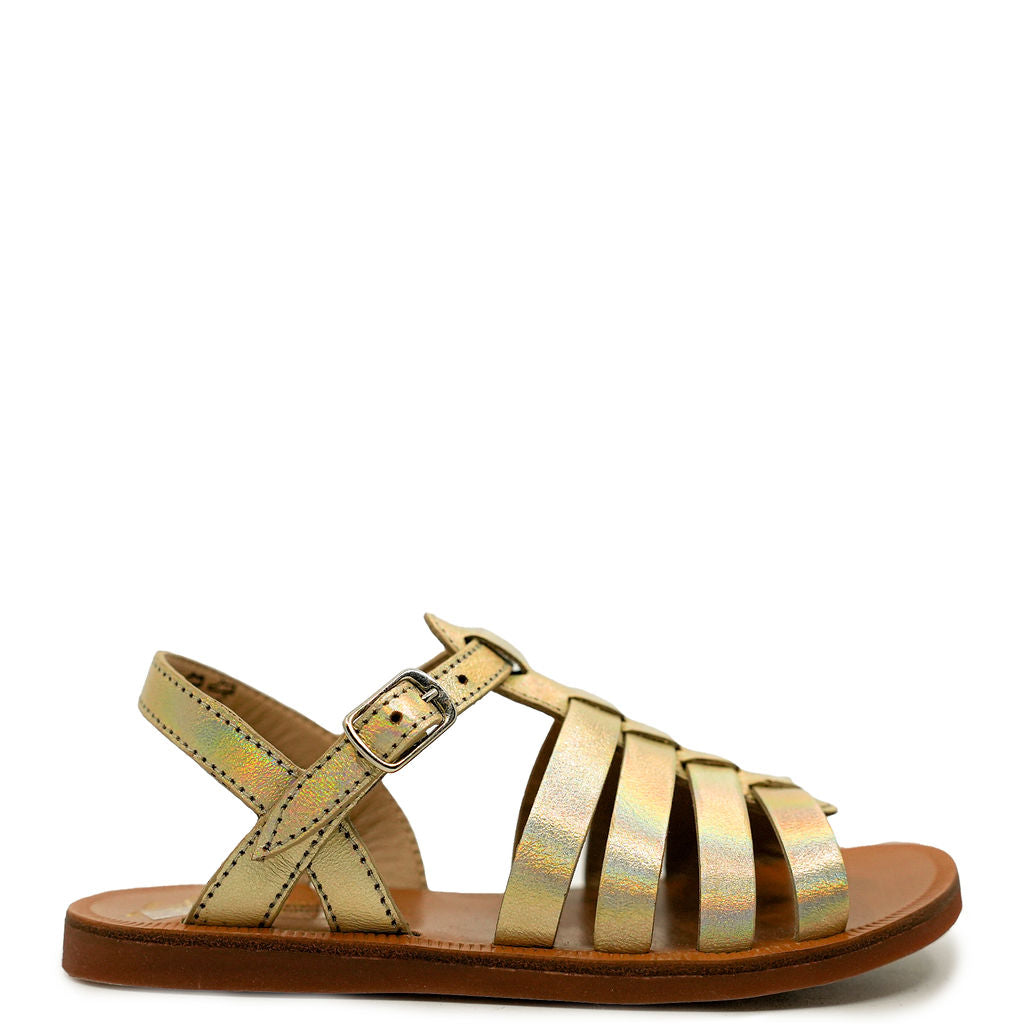 Pom D'Api Gold Iridescent Sandals for Women - Shimmering Metallic Dress Sandals for Weddings, Parties & Special Occasions