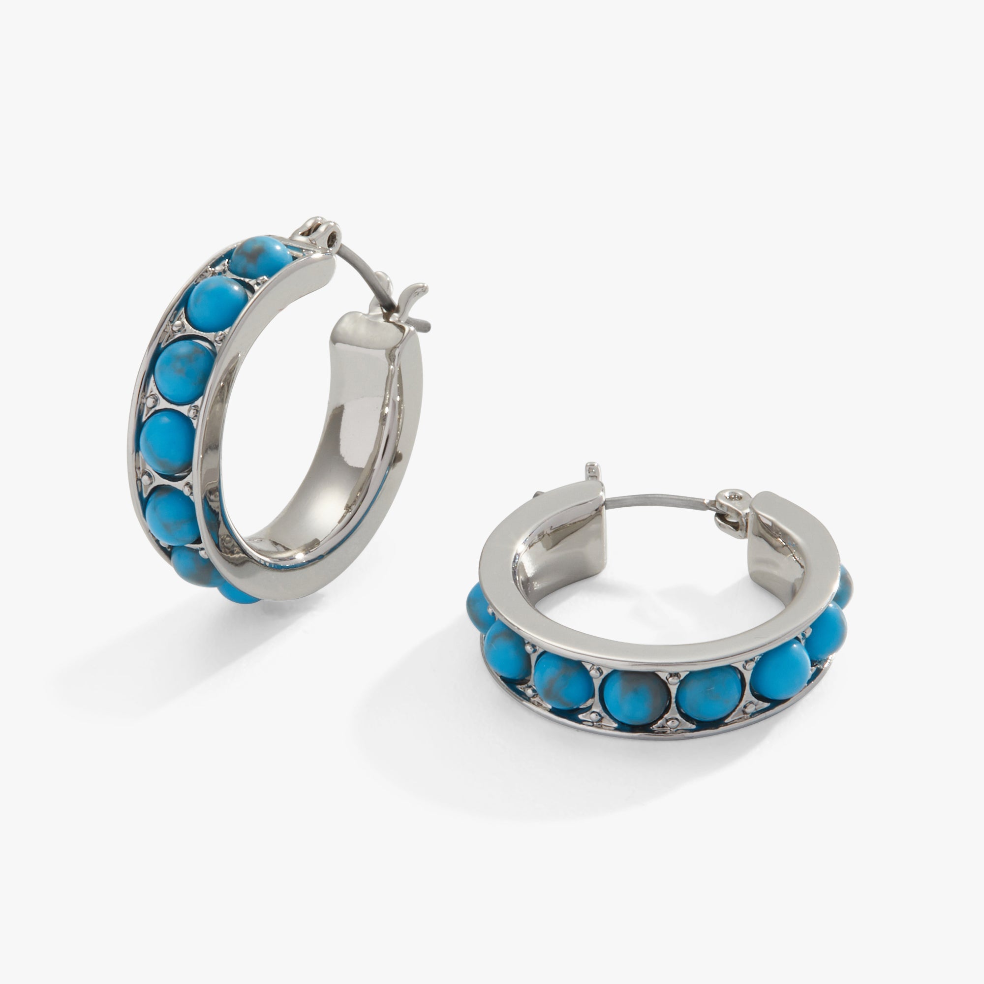 Reconstituted Turquoise Gemstone Hoop Earrings for Women - Boho Chic Jewelry for Casual & Party Wear