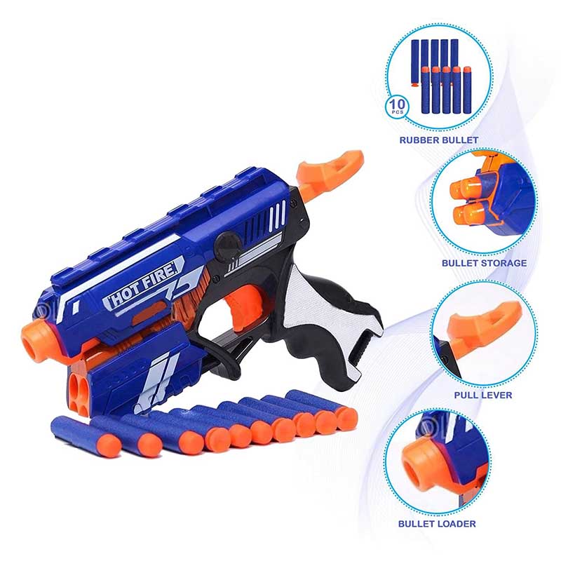 Hot Fire Blaze Storm Foam Blaster Toy for Kids - Manual Soft Bullet Gun for Outdoor Play, Nerf Battles & Backyard Fun - Safe Foam Dart Shooting Game for Boys & Girls Ages 6+
