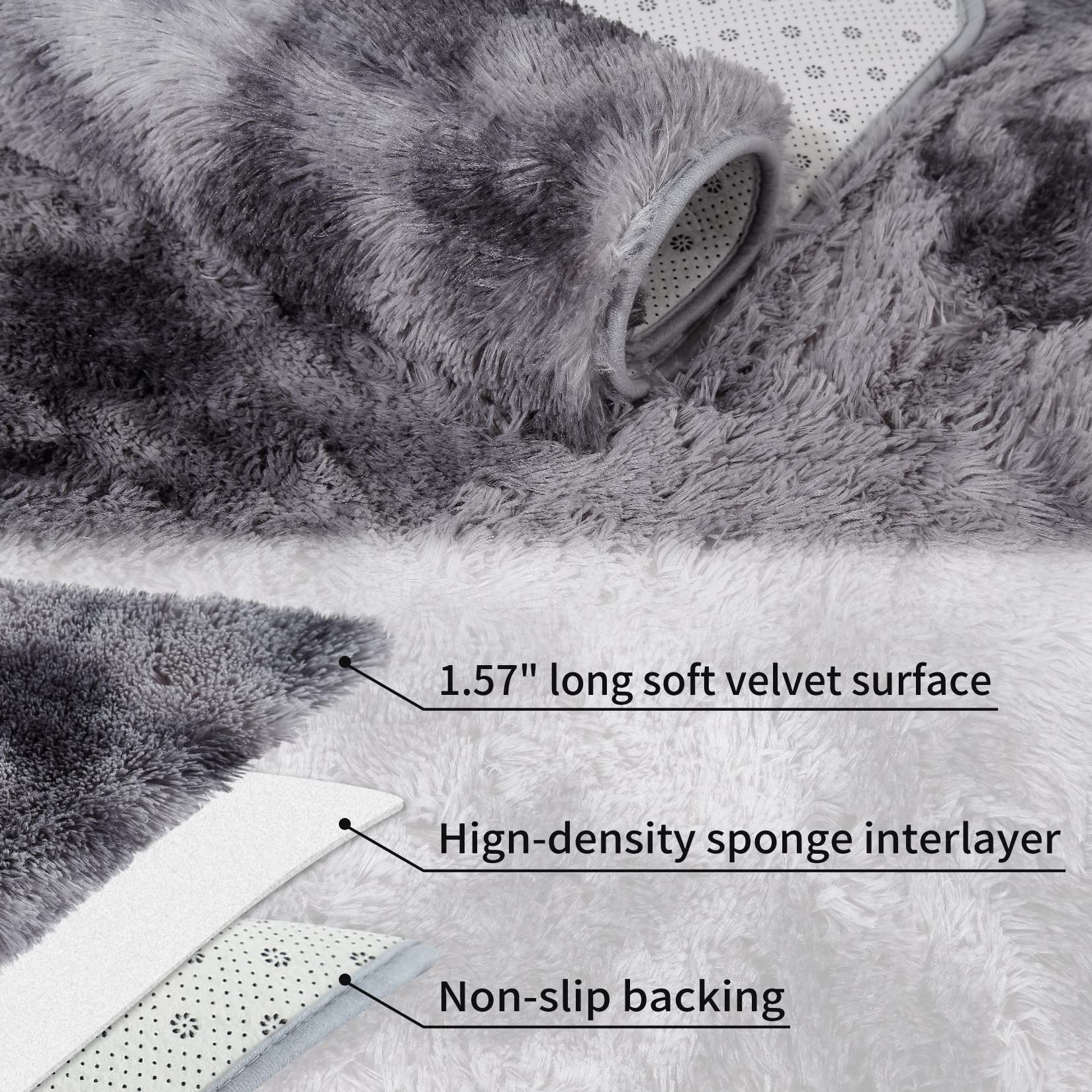 8x10 Feet Fluffy Shag Area Rug - Ultra Soft Plush Gray Carpet for Living Room, Bedroom & Nursery | Non-Slip Fuzzy Floor Mat for Kids Playroom & Dining Room Decor | Cozy Home Accent for Family Gatherings & Relaxation