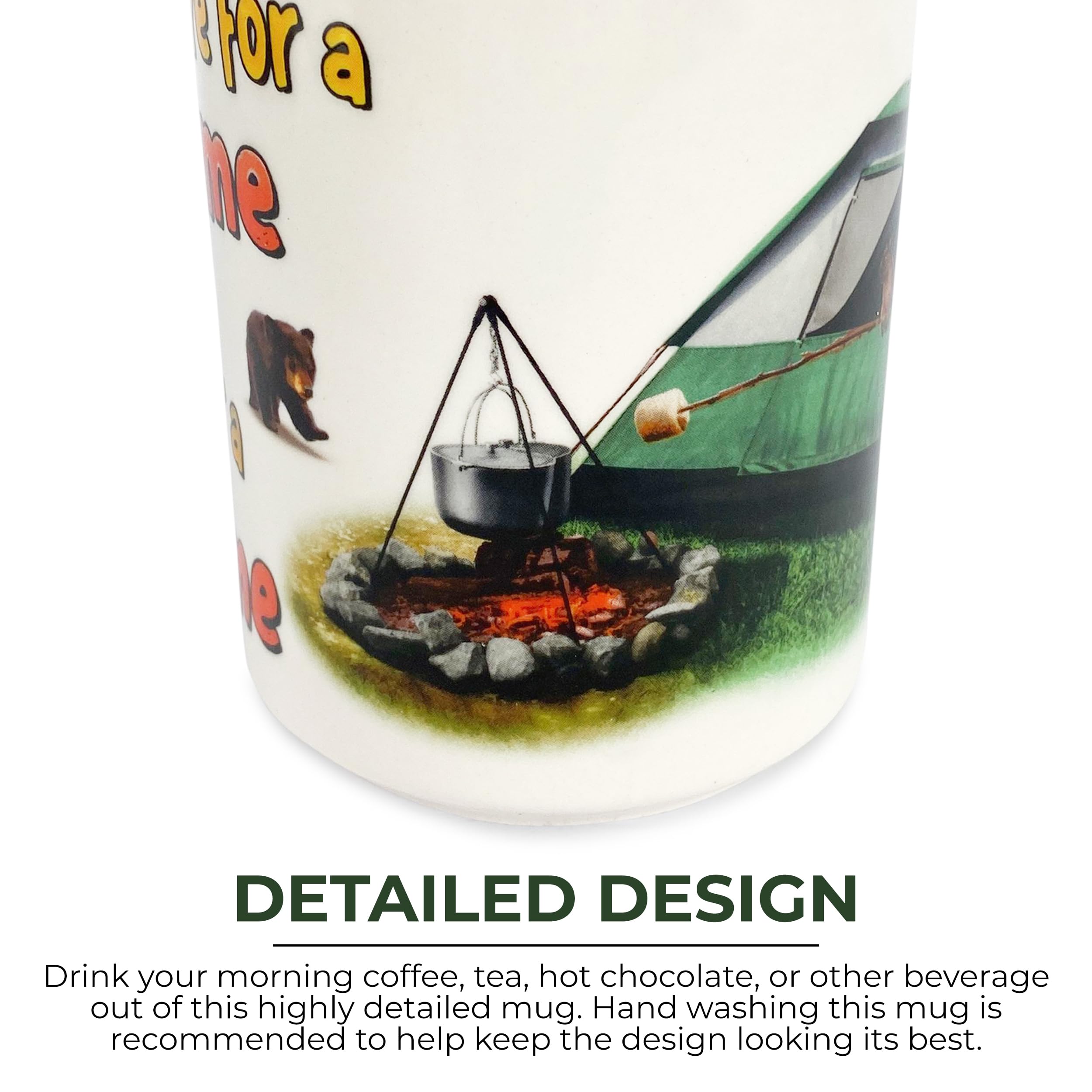 Rivers Edge Products 16 Oz Ceramic Coffee Mug with Handle - Perfect for Espresso, Latte, Tea - Ideal for Camping, Hiking, Picnics & Home Use