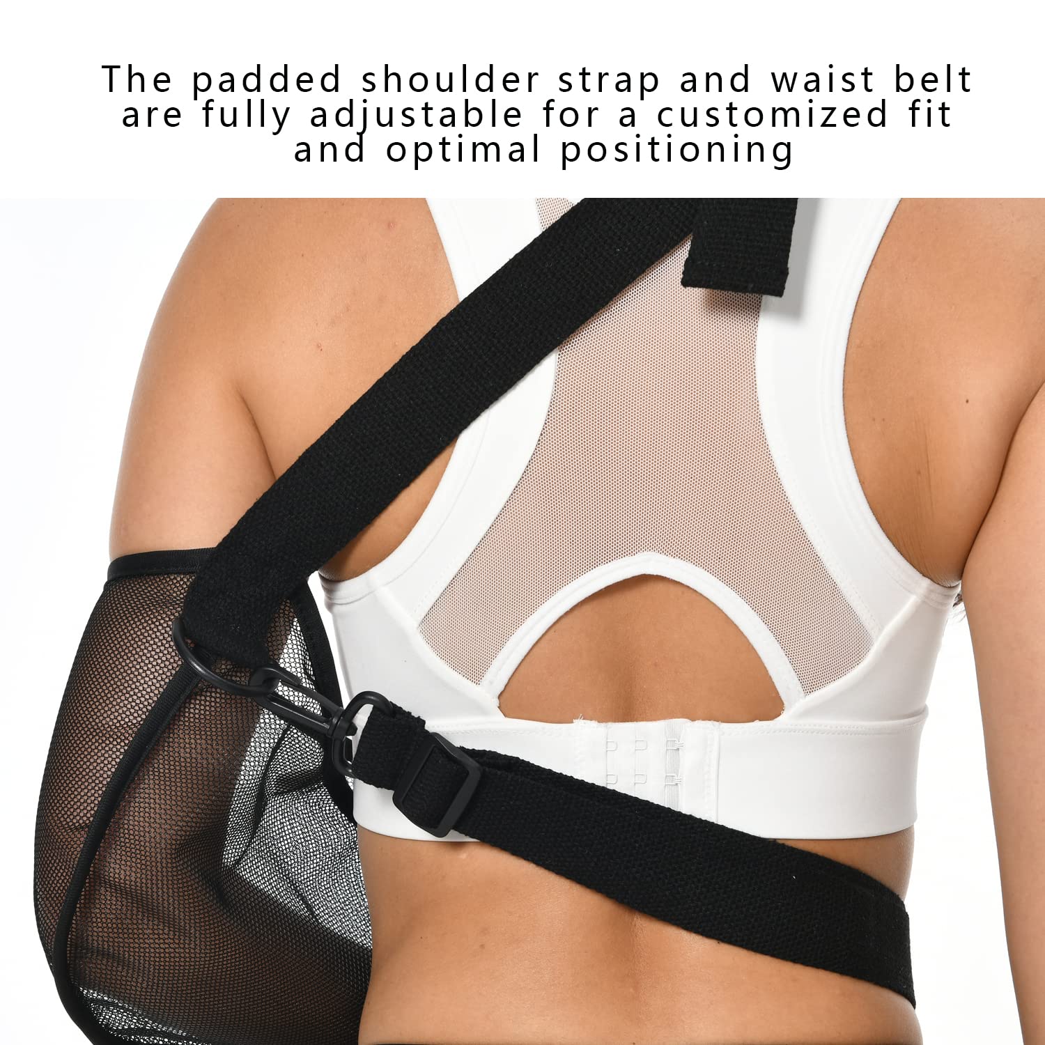 Mesh Arm Sling with Adjustable Waist Strap - Shoulder & Elbow Injury Support for Rotator Cuff, Dislocation, Fracture - Comfortable Arm Brace for Men & Women - Ideal for Post-Surgery, Shower & Daily Activities