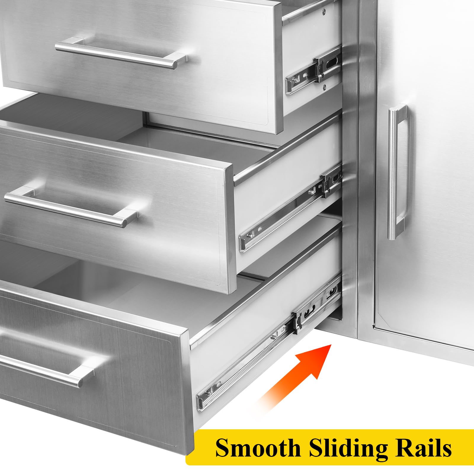 Stainless Steel Outdoor Kitchen Drawer Combo - BBQ Access Trash Drawer Set for BBQ Island & Grilling Station (37