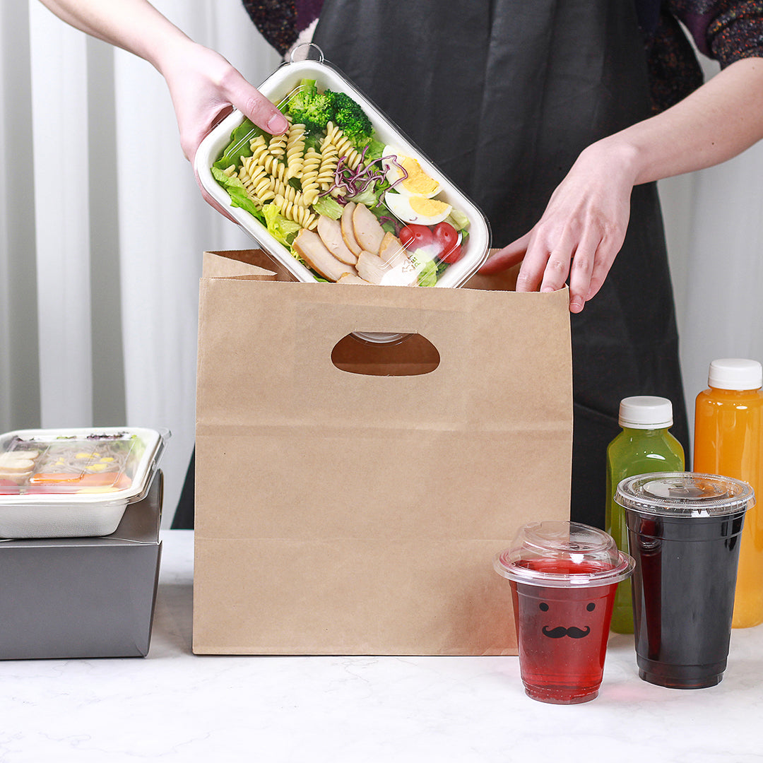 Eco-Friendly Kraft Paper Take Out Bags with Handles - 11