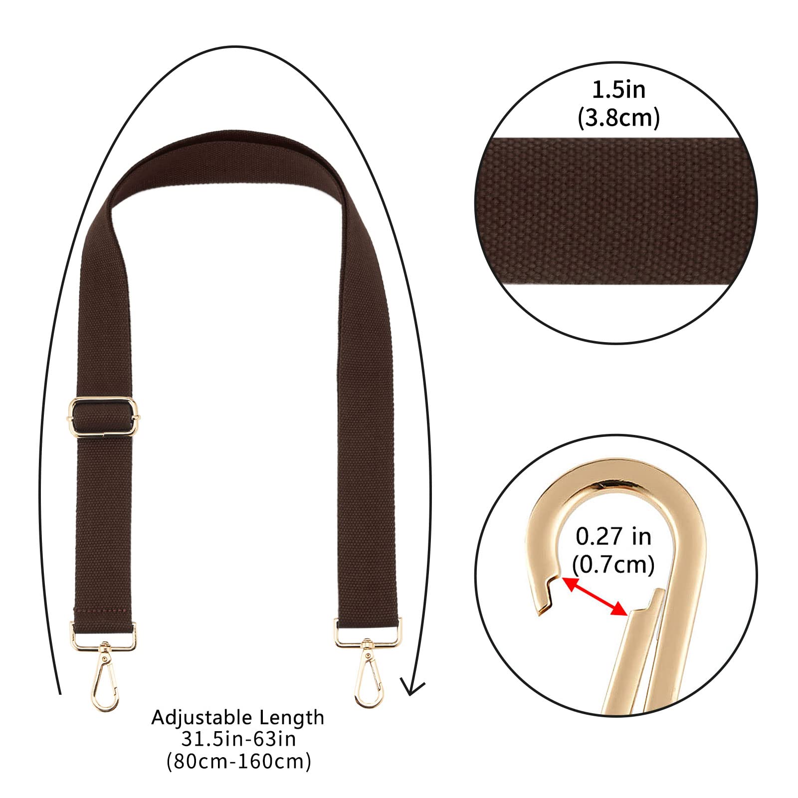 Adjustable Wide Crossbody Purse Strap for Women - Durable Canvas Shoulder Strap with Gold Hardware | Perfect for Handbags, Totes & Everyday Use