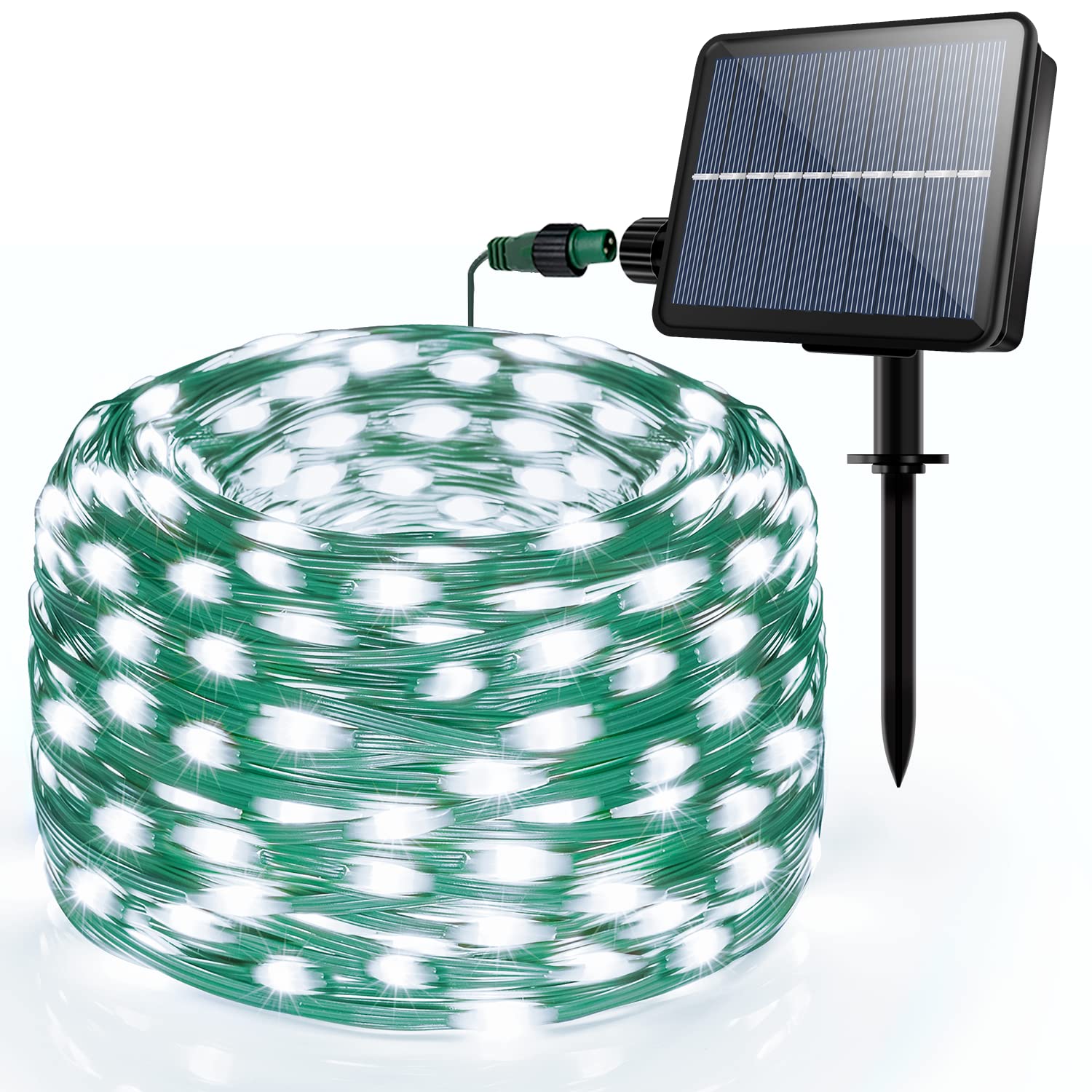 Ollny 100FT Solar String Lights with 300 LEDs - IP67 Waterproof Outdoor Solar Fairy Lights - 8 Light Modes & 3 Timers - Solar Powered Christmas Rope Lights for Garden, Patio, Tree, Wedding, Party - Perfect for Backyard, Holiday Decor, and Evening Ambiance