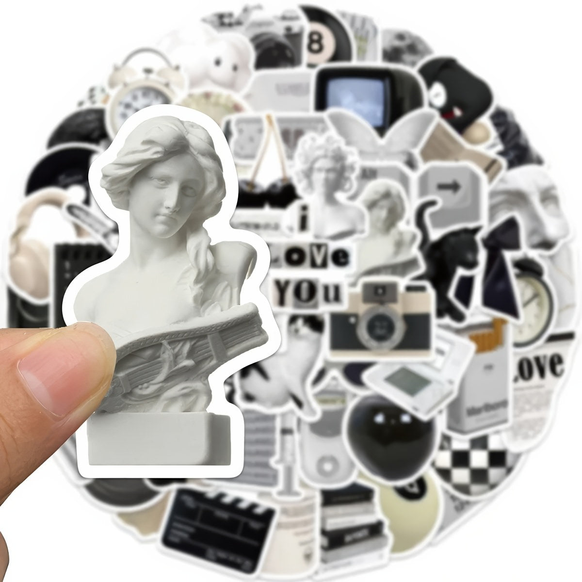 B&W Academia Girl Sticker Pack - Aesthetic School & Study Decoration for Planners, Laptops, Water Bottles
