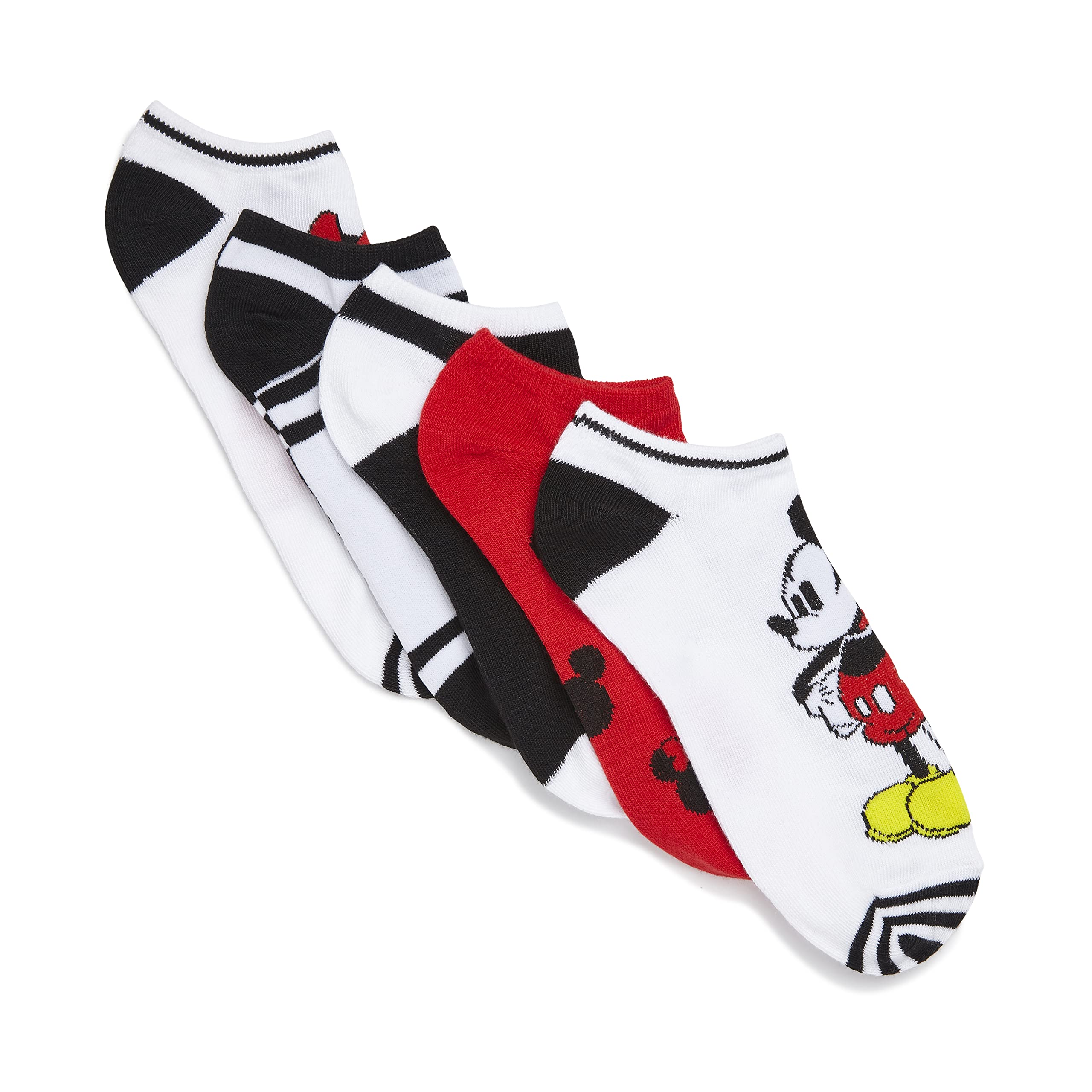 Disney Mickey Mouse No Show Socks 5-Pack for Women - Cute & Comfortable Low-Cut Socks for Casual Wear, Sneakers, and Everyday Outfits