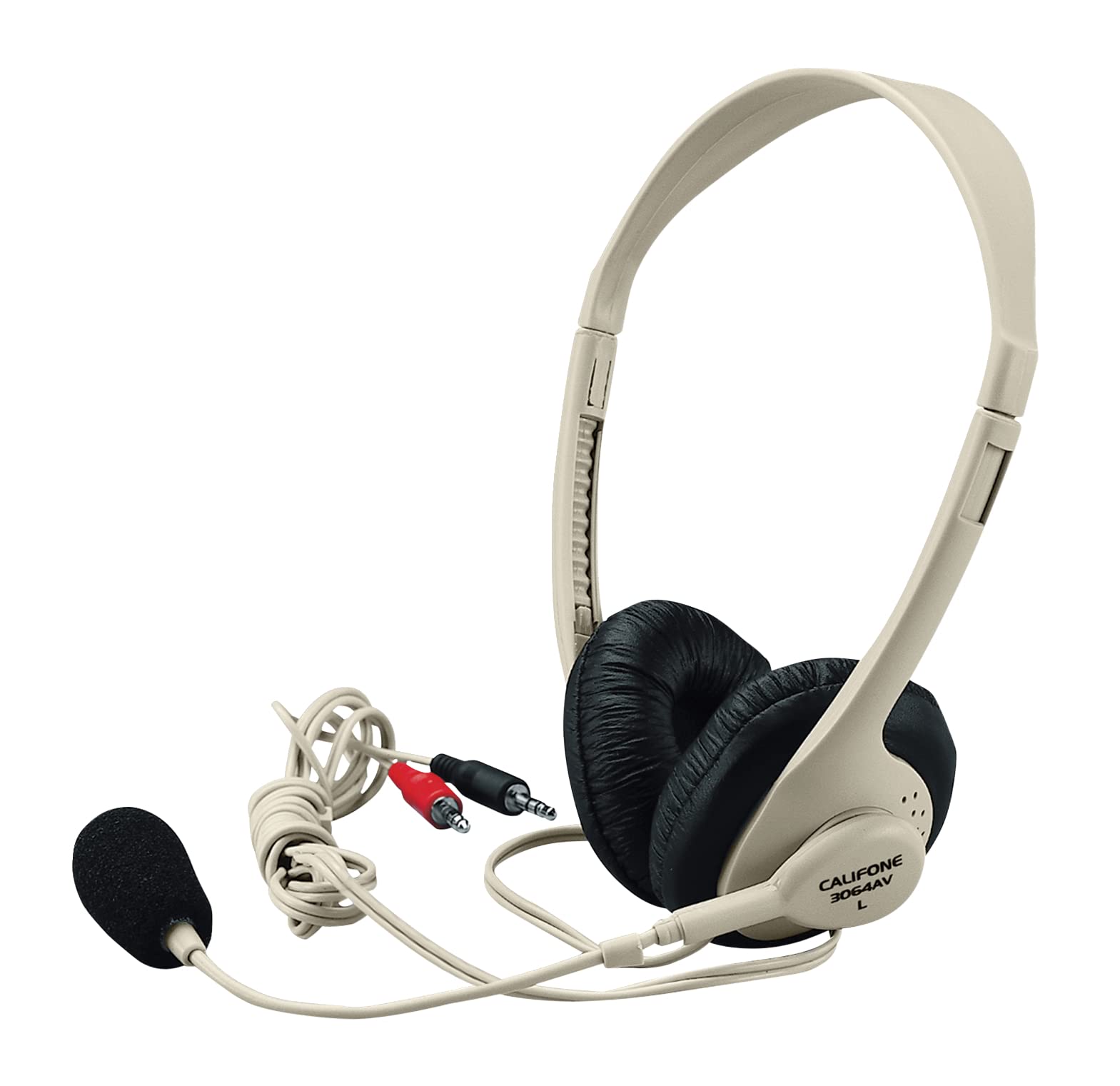 Califone 3064AV Multimedia Headphones with Microphone - 3.5mm Plug for Online Learning, Gaming & Video Conferencing