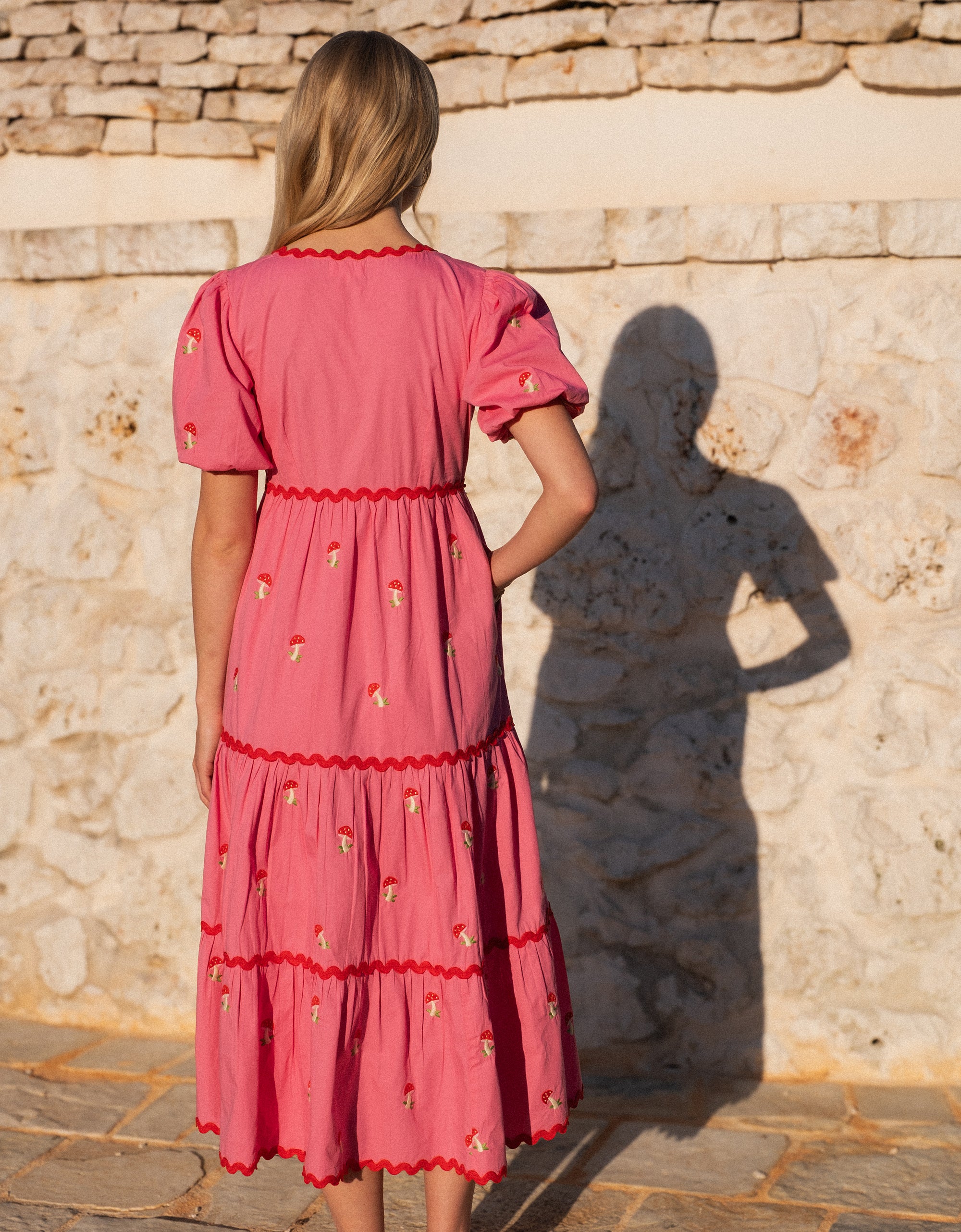 Pink City Prints Bubblegum Mushroom Print Dress - Cute Flowy A-Line Mini Dress for Women, Perfect for Summer Outfits, Music Festivals & Boho Style