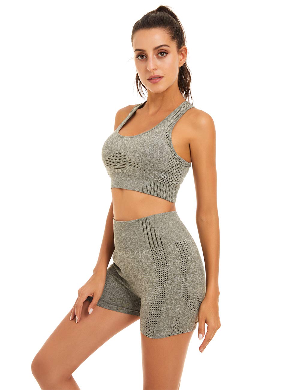 Women's Seamless Yoga Workout Set - 2 Piece Outfits with Gym Shorts & Sports Bra | Perfect for Yoga, Gym, Running & Fitness Training
