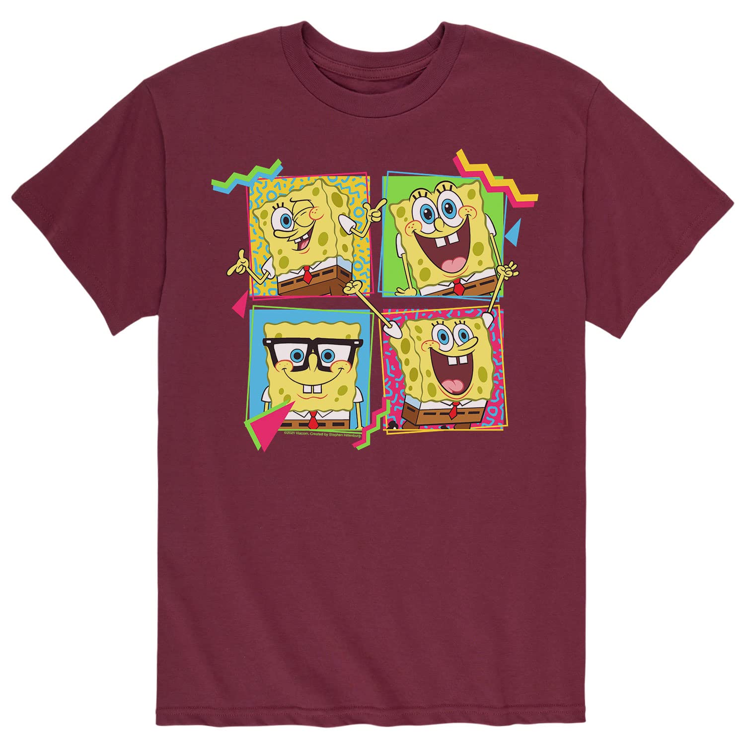 Spongebob Squarepants Emotions Graphic T-Shirt for Men - Soft Cotton Short Sleeve Tee - Casual Wear, Cosplay & Gift for Cartoon Fans
