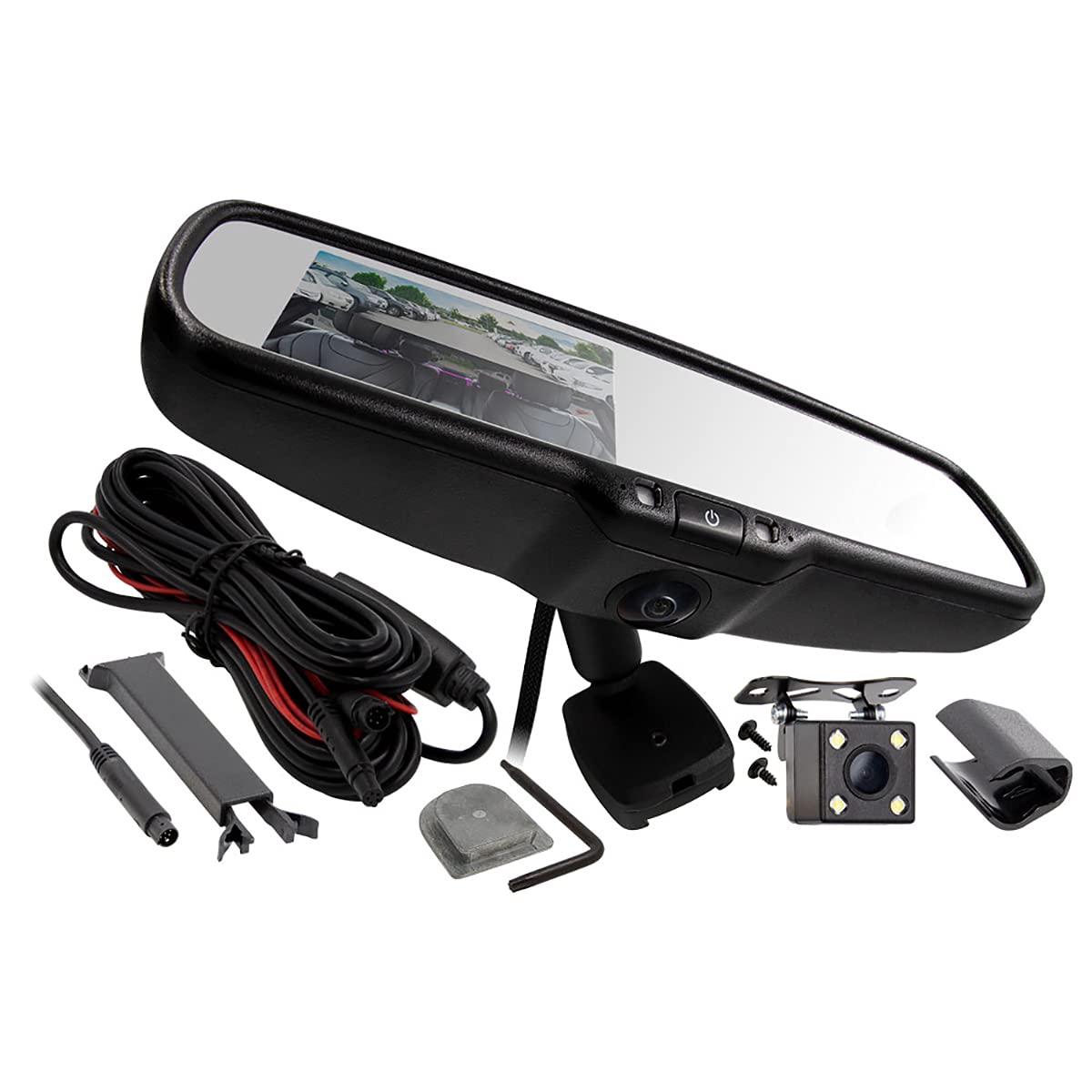 iBeam 360 Degree Universal Dash Cam with Rear View Mirror & Parking Monitor - HD Recording, Night Vision, Loop Recording for Cars, Trucks & SUVs - Perfect for Commuting, Road Trips & Parking Safety