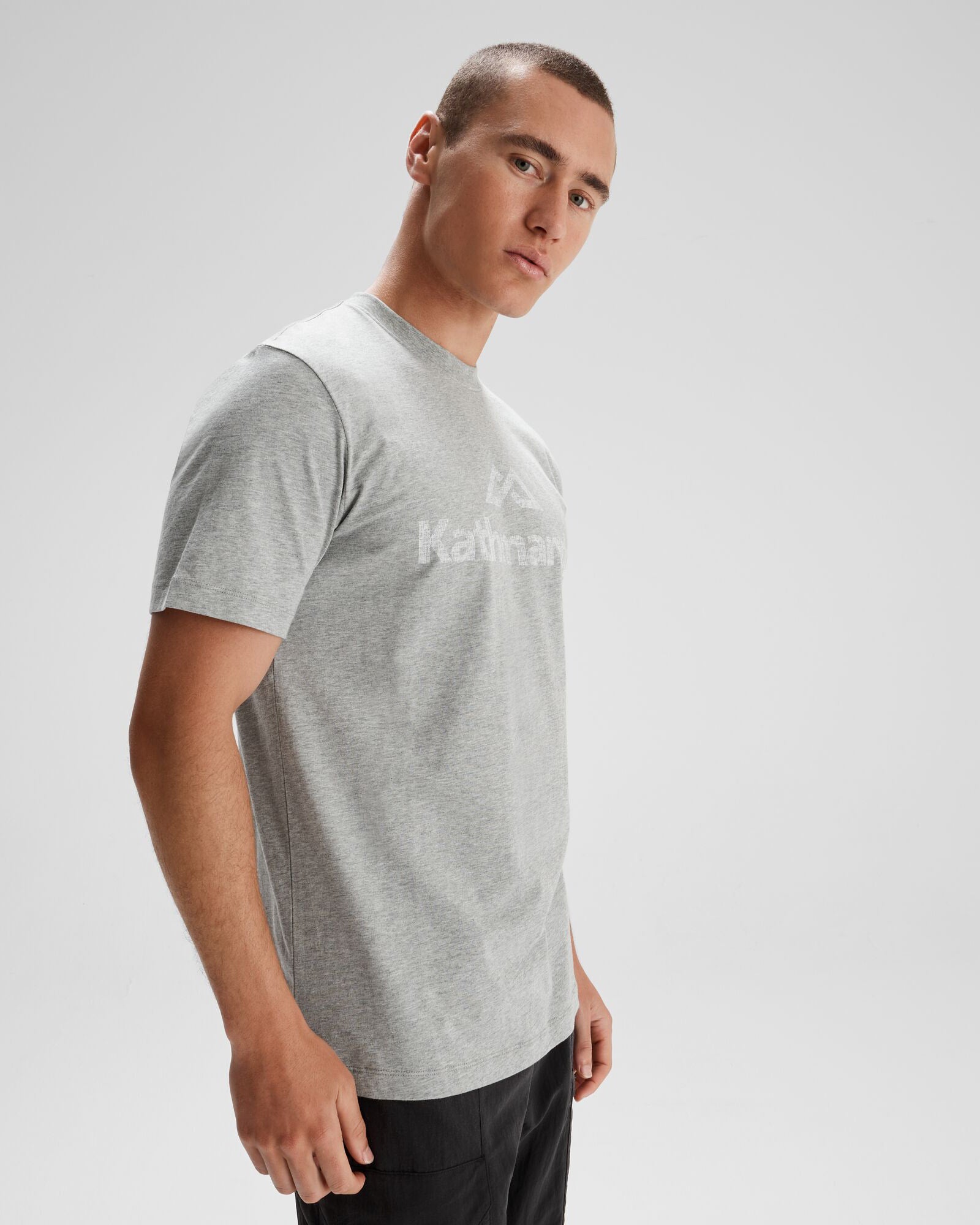 Premium Men's Organic Cotton T-Shirt with Logo - Light Grey Marble - Comfortable Casual Wear for Everyday & Gym