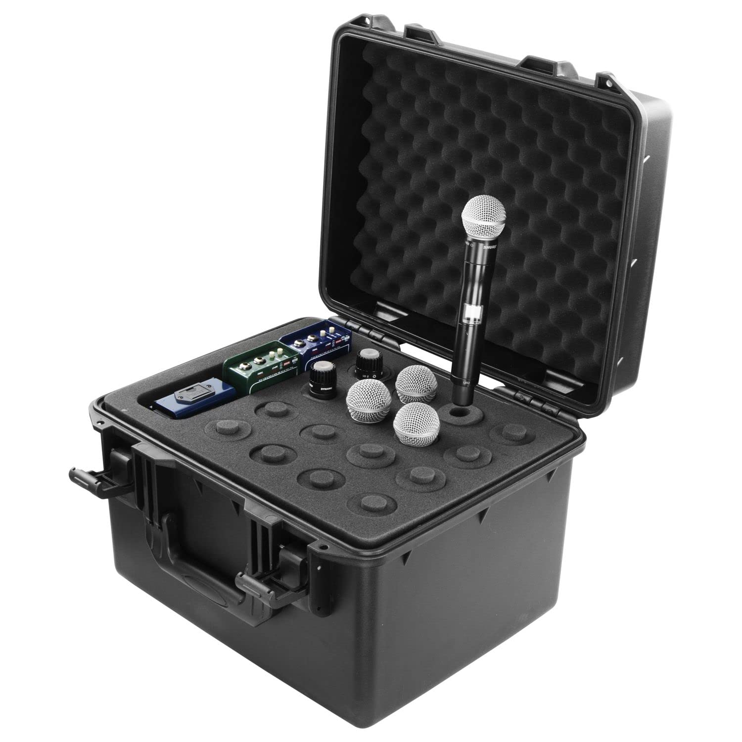 Odyssey Vulcan Series Handheld Microphone Case - Durable Storage for 16 Mics - Perfect for Live Performances, Studio Recording & Travel Protection
