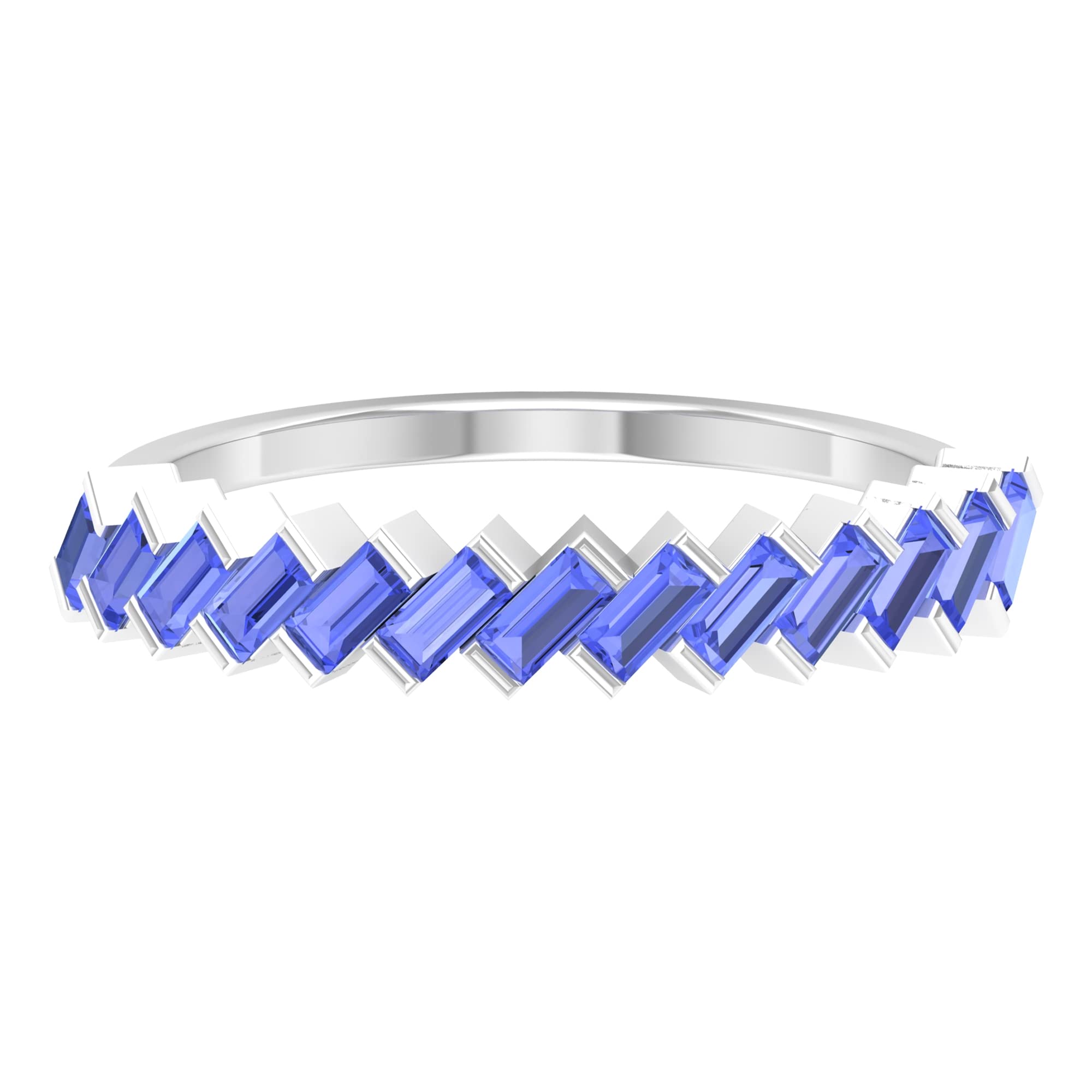 0.50 CT Baguette Cut Tanzanite and 14K Solid Gold Half Eternity Ring for Women, Minimalist Dainty Bar Set Semi Eternity Band - Perfect for Anniversary Gifts, Wedding Bands & Everyday Elegant Jewelry