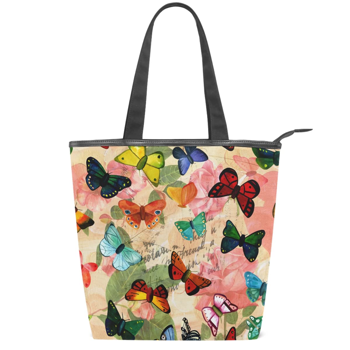 Stylish Women's Canvas Tote Bag with Floral Design - Large Shoulder Bag for Work, Shopping & Travel | Durable Handbag for Office, Beach & Daily Use