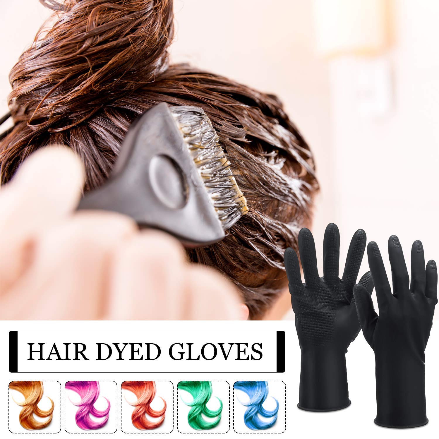 Frabble8 Heavy Duty Reusable Rubber Gloves for Hair Dyeing - Black Thick Salon Gloves for Henna, Mehendi & Hair Coloring (1 Pair, Large) - Perfect for Home & Professional Hair Care