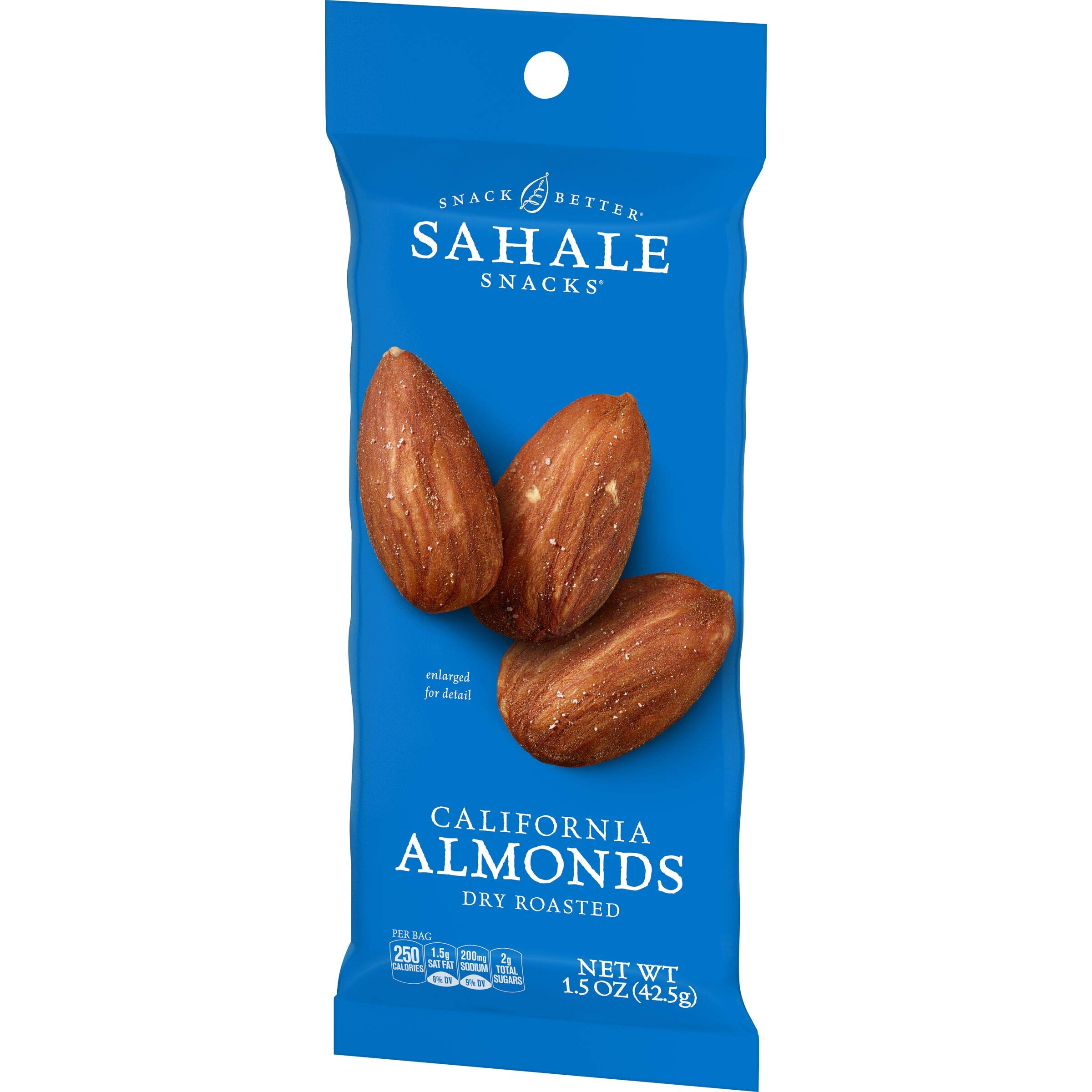Sahale Snacks California Dry Roasted Almonds - 1.5oz (Pack of 9) | Healthy Protein Snack for Hiking, Office & Travel | Gluten-Free Nuts for Energy Boost