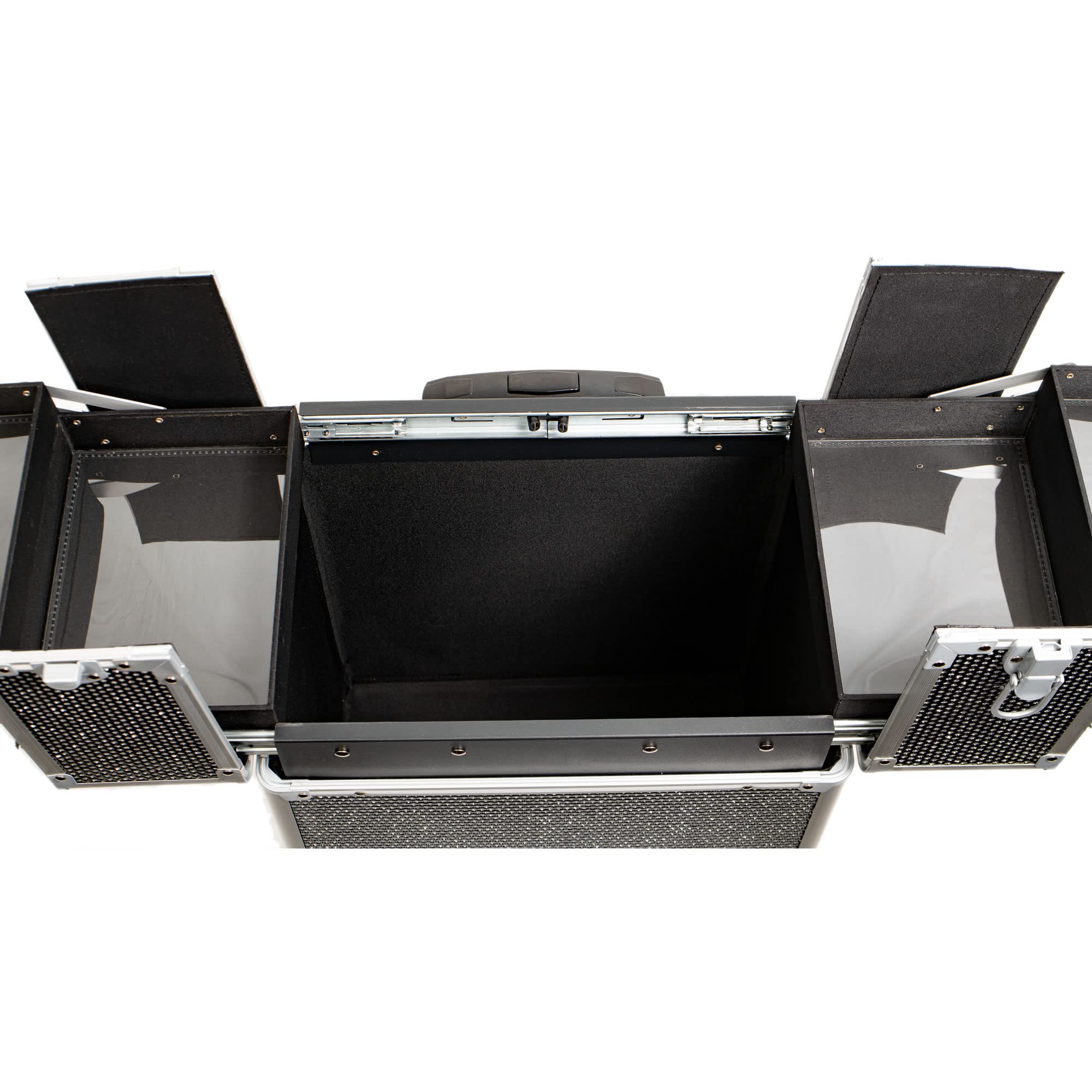 9-in-1 Professional Interchangeable Rolling Makeup Train Case with Organizer Trays & Extra Lid - Perfect for Salon, Travel & Home Cosmetic Storage