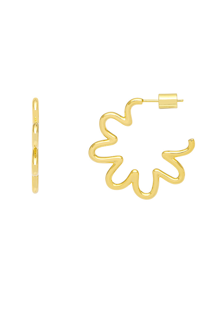 Squiggle Flower Hoops Earrings - Trendy Boho Dangle Earrings for Women, Lightweight & Hypoallergenic - Perfect for Parties, Weddings & Everyday Wear
