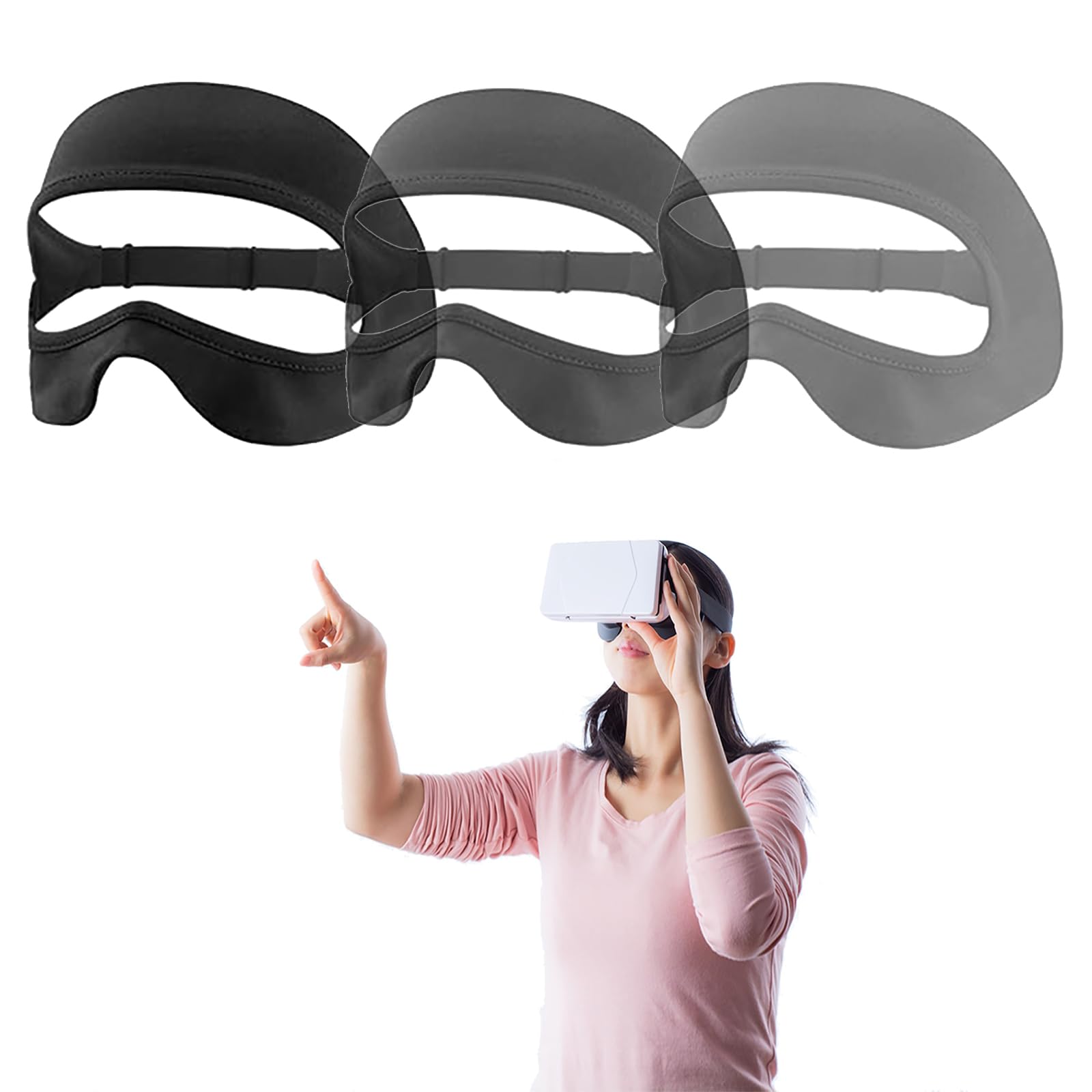 Breathable VR Mask Cover for Meta Quest 3, Quest 2, Vision Pro, PSVR2 - Sweat-Resistant Face Cushion (3-Pack Black) - Perfect for Virtual Reality Gaming & Extended Play Sessions