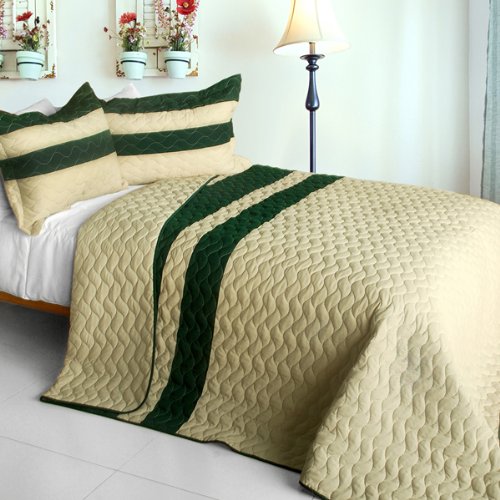 Love of Piano - 3 Piece Patchwork Quilt Set for Full & Queen Size Beds - Brown - Cozy Bedroom Decor for Winter & Guest Room