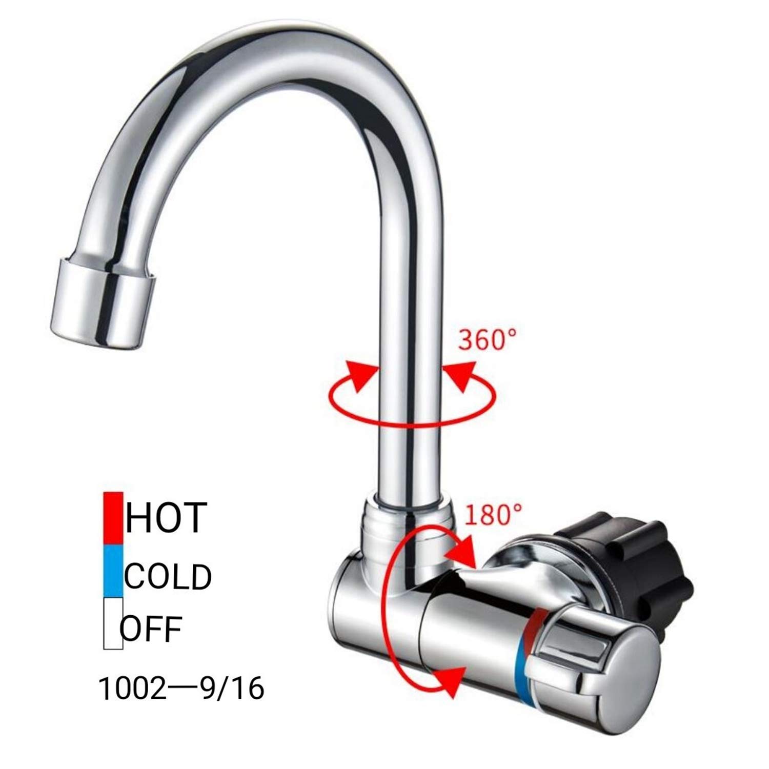 360 Degree Rotating Foldable Kitchen Faucet - Single Handle Hot & Cold Water Mixer Tap with Copper Construction for RV, Boat, Camper (Silver) | Perfect for Small Spaces & Outdoor Adventures
