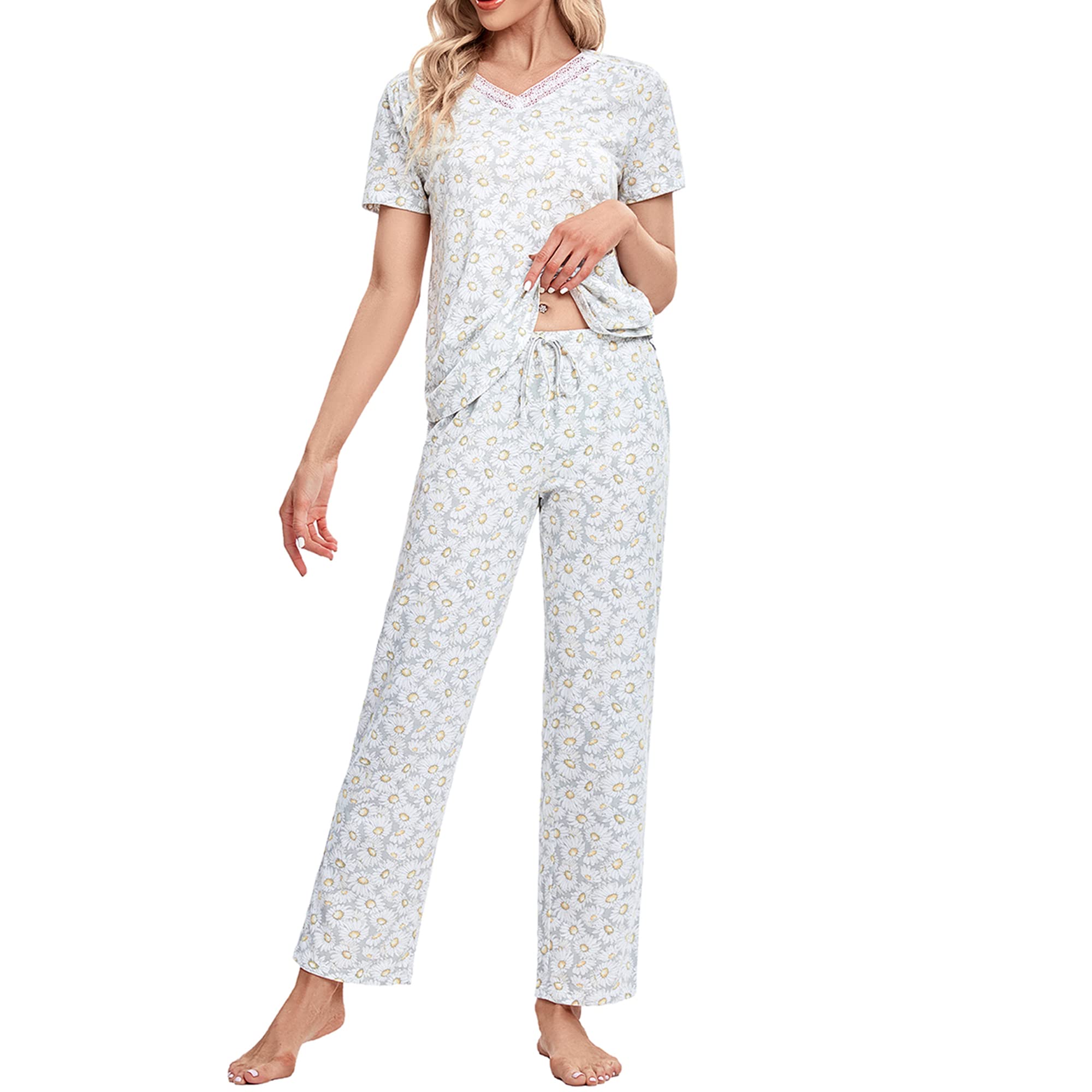 IZZY + TOBY Women's Long Sleeve Pajama Set - Soft Sleepwear with Pockets, Floral Print Nightwear for Cozy Lounge & Bedtime Comfort | Perfect for Relaxing at Home, Sleepovers & Gift Giving