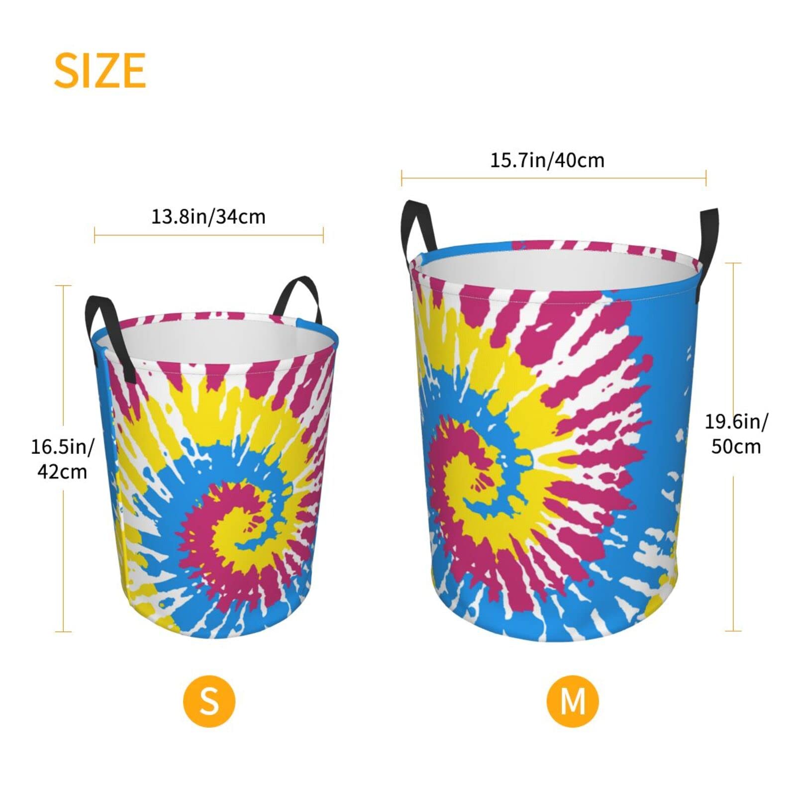 Stylish Collapsible Tie-Dye Laundry Basket with Handles - Waterproof Fabric Hamper for Clothes, Toys & Storage - Perfect for Bedroom, Bathroom & Laundry Room Organization