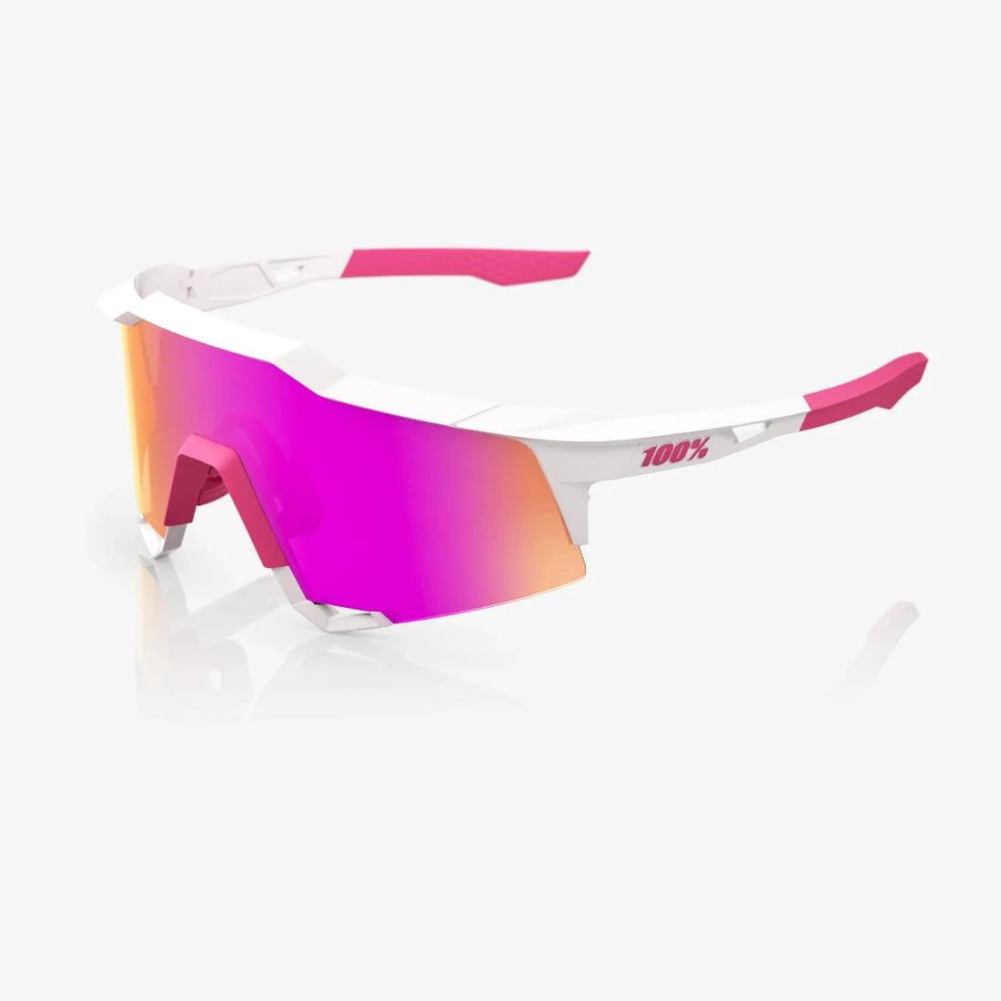 Speedcraft® Matte White & Pink Adult Sunglasses with HiPER® Vital Pink Mirror Lens - UV Protection, Polarized, Fashionable for Outdoor Sports & Driving